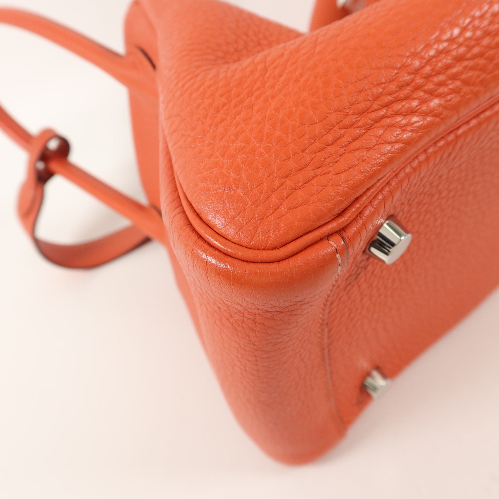 HERMES Clemence皮革Lindy 26手挽肩背兩用袋Orange Poppy