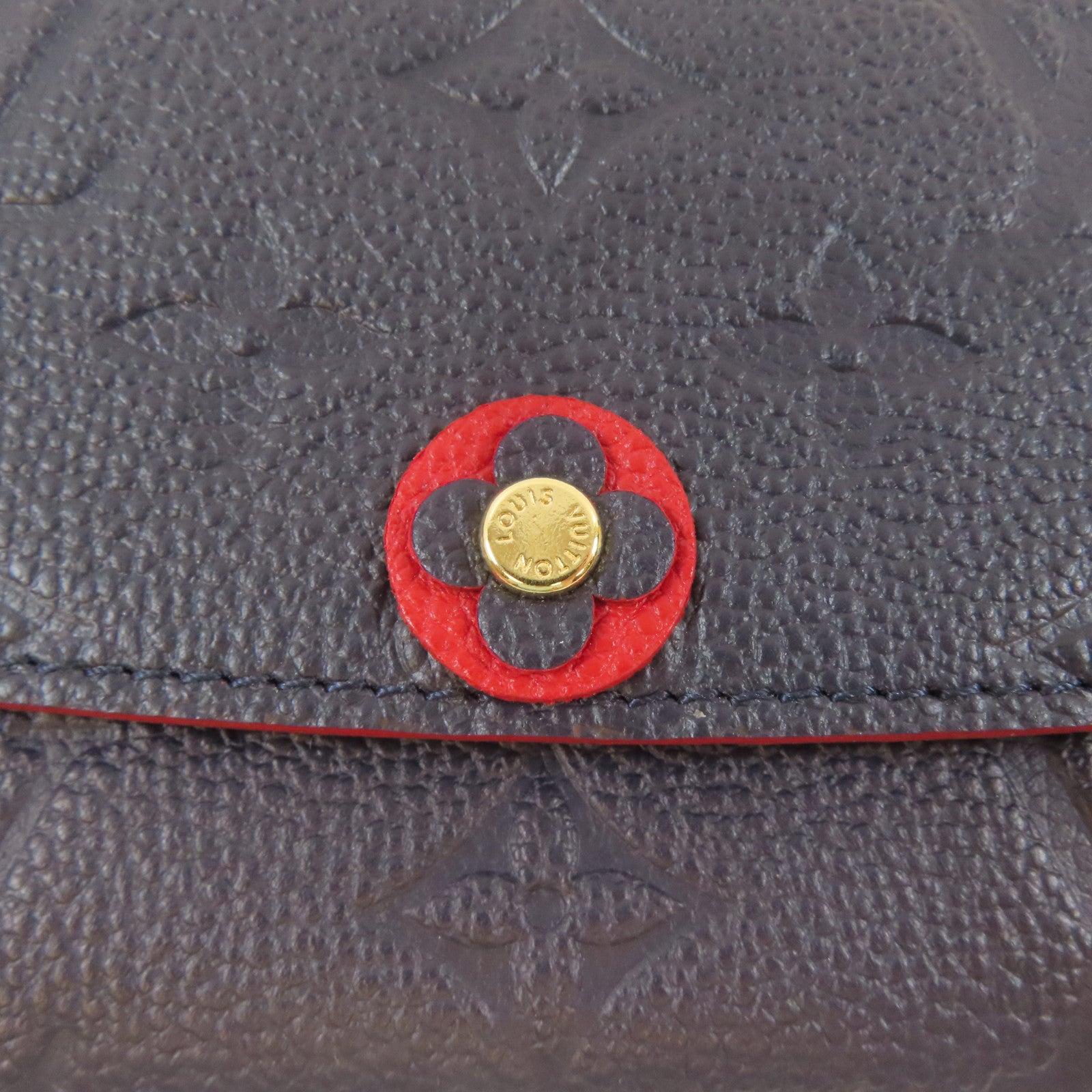 LOUIS VUITTON Monogram Empreinte Emilie金扣長錢包藍色/紅色