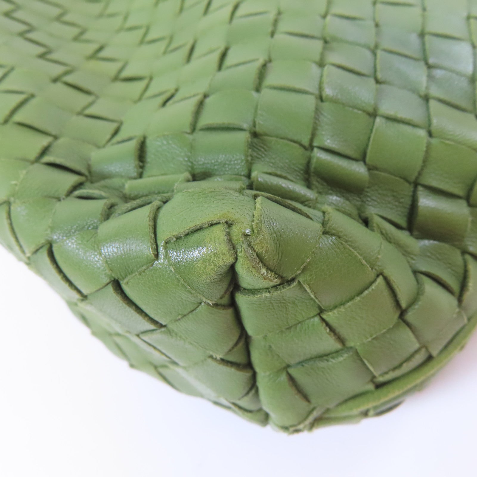 BOTTEGA VENETA 織紋皮革Shoulder Bag金扣手挽袋綠色