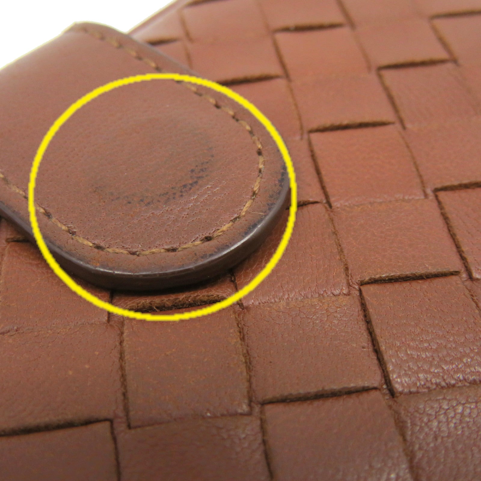 BOTTEGA VENETA [Sharp Discount] Textured Leather Small Wallet Short Wallet Brown