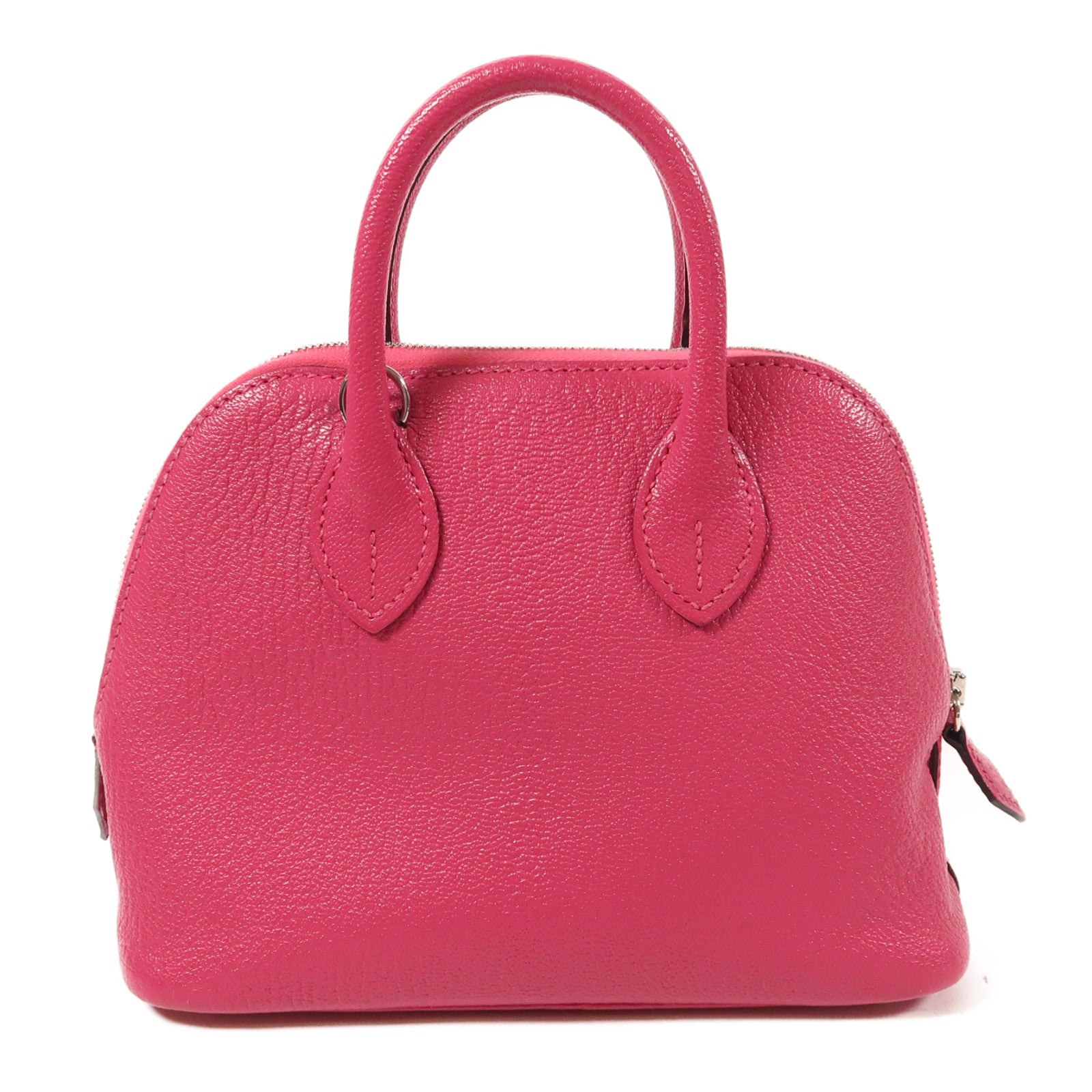 HERMES 【激減優惠】Chevre皮革Mini Bolide銀扣手挽肩背兩用袋Rose Pourpre