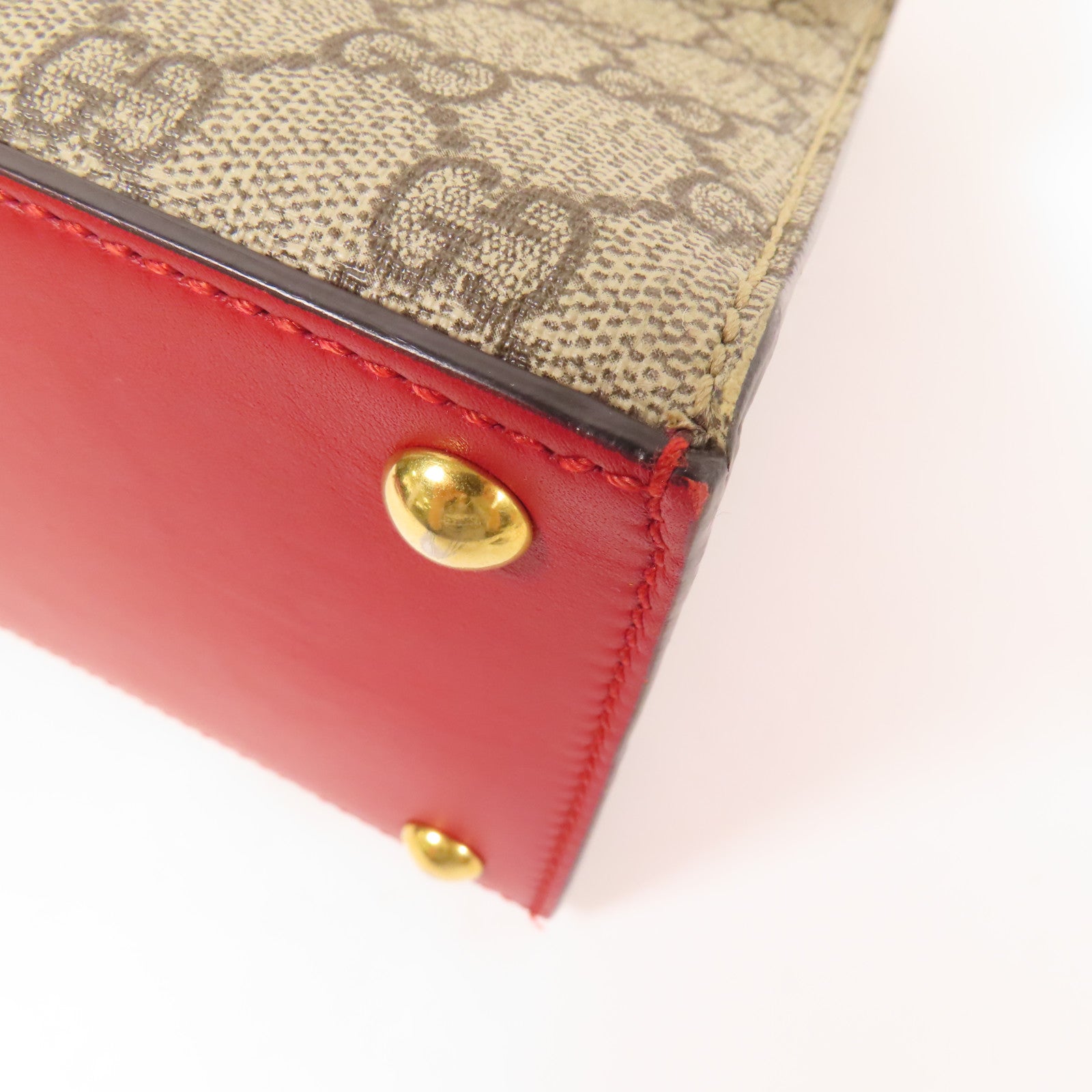 GUCCI 塗層帆布/皮革GG Supreme 2 Way Shoulder Bag金扣手挽肩背兩用袋