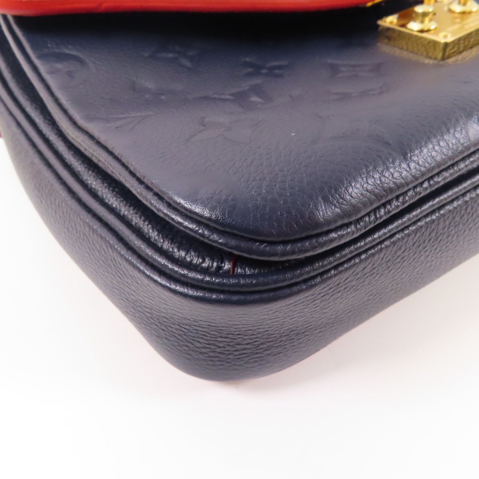 LOUIS VUITTON Monogram Empreinte Pochette Metis金扣手挽肩背兩用袋深藍色