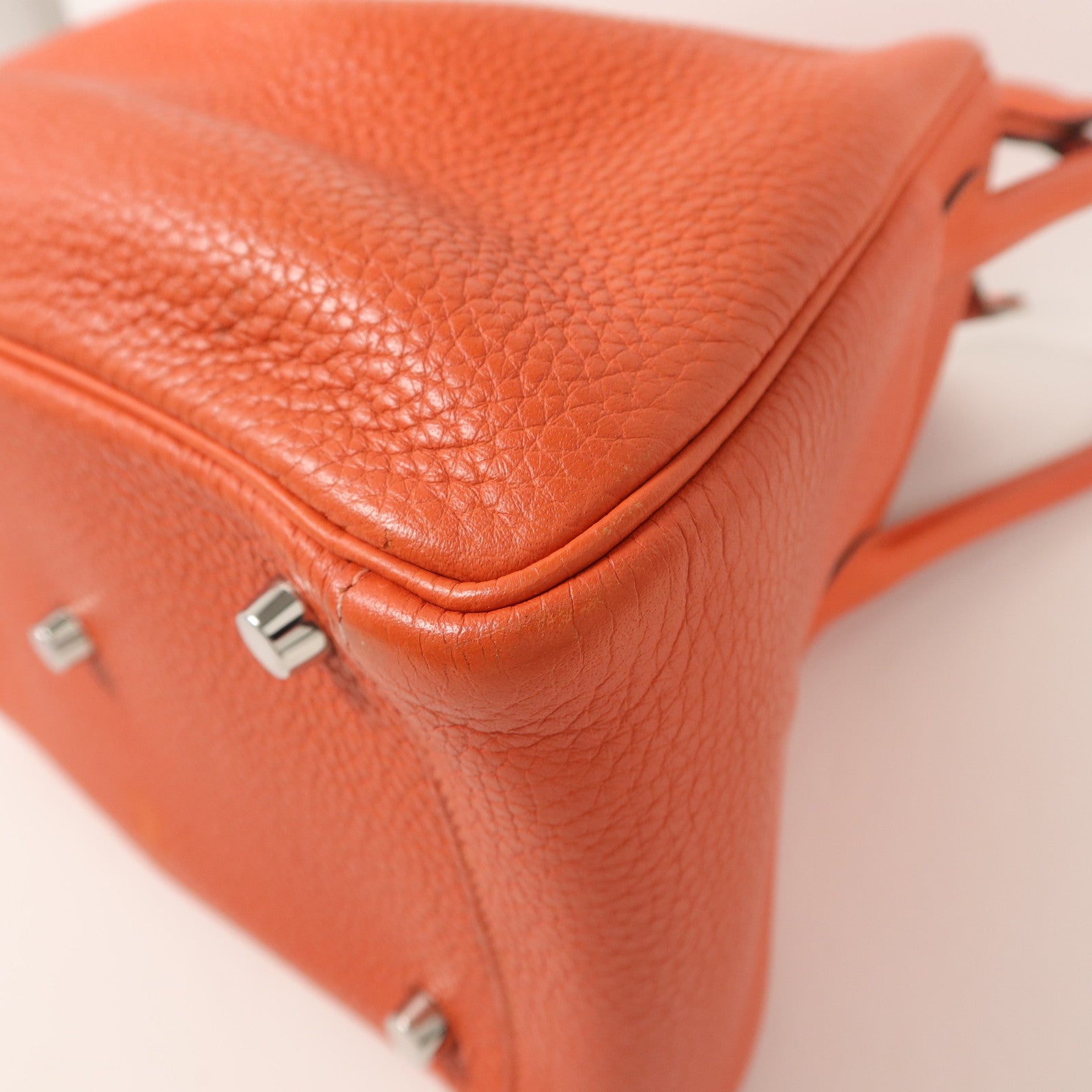 HERMES Clemence皮革Lindy 26手挽肩背兩用袋Orange Poppy