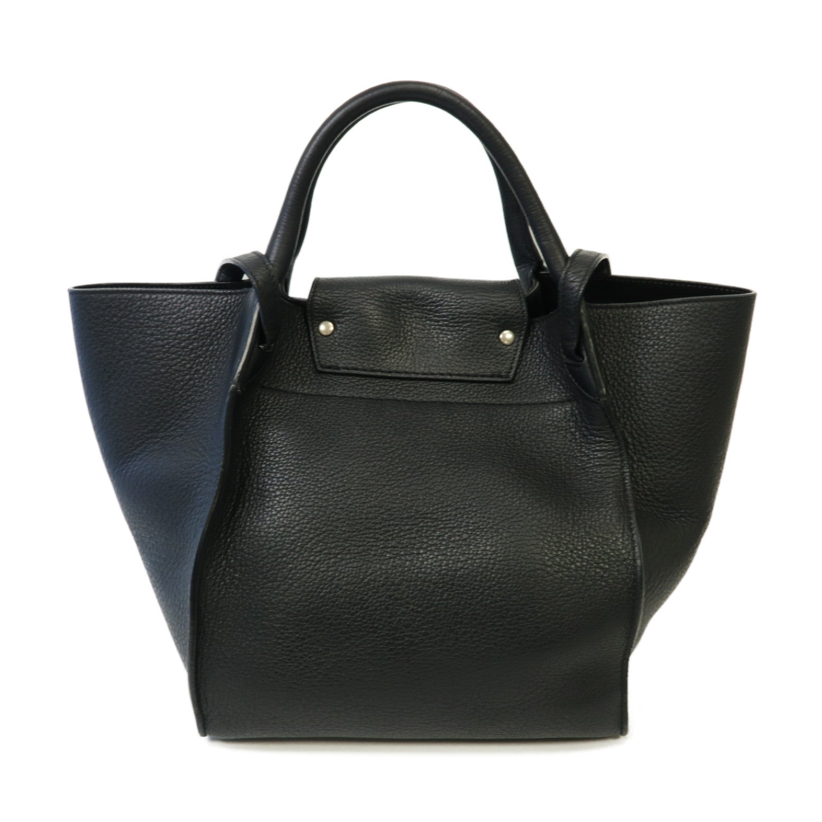 CELINE 牛皮皮革Big Bag銀扣手挽肩背兩用袋黑色