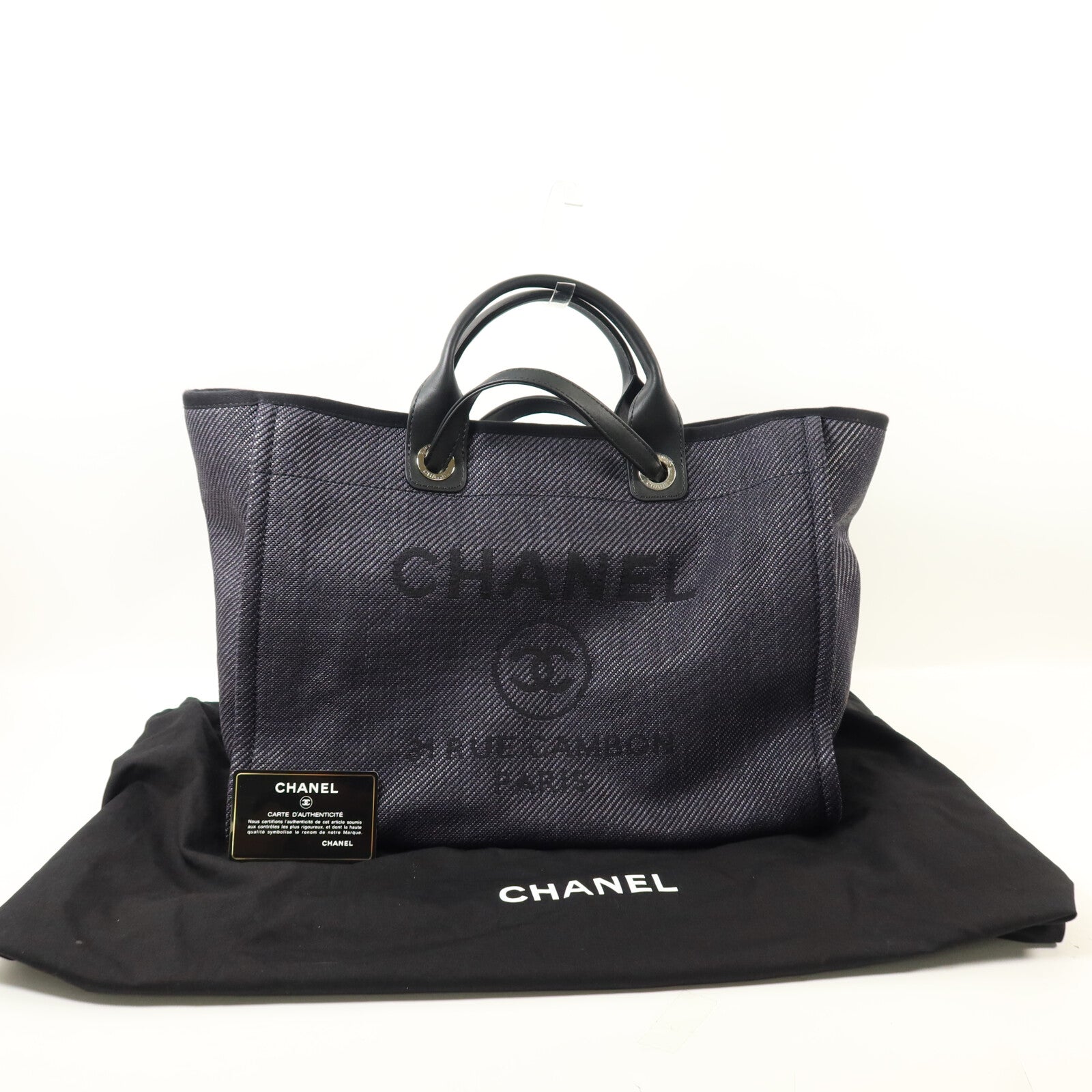 CHANEL 帆布Deauville Tote Bag手挽肩背兩用袋