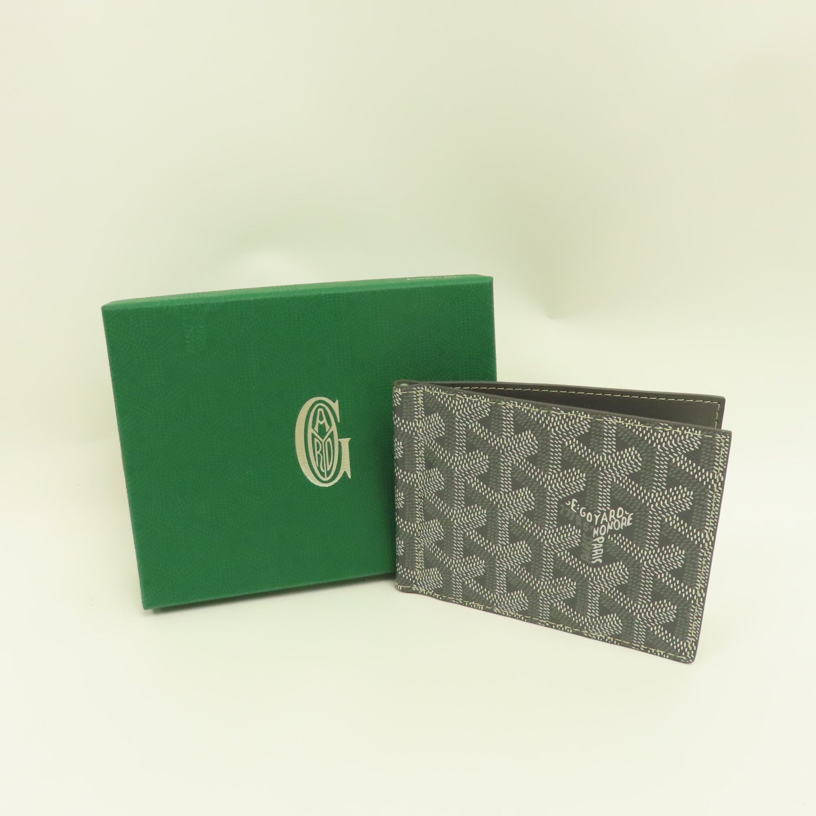 GOYARD 塗層帆布/牛皮皮革St Florentin Momey Clip卡片套灰色