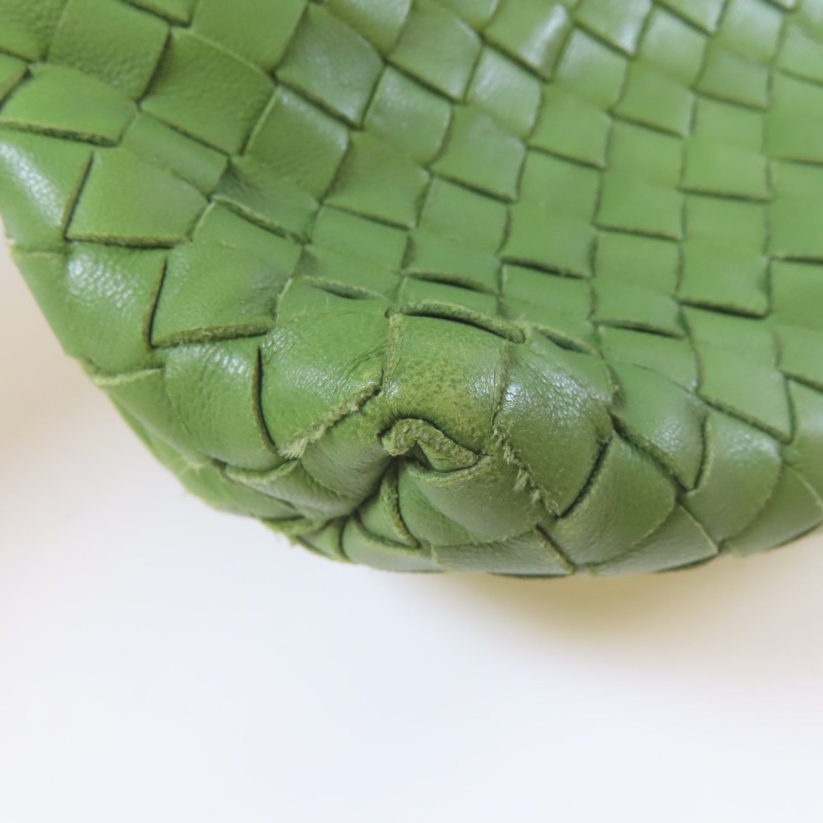 BOTTEGA VENETA 織紋皮革Shoulder Bag金扣手挽袋綠色
