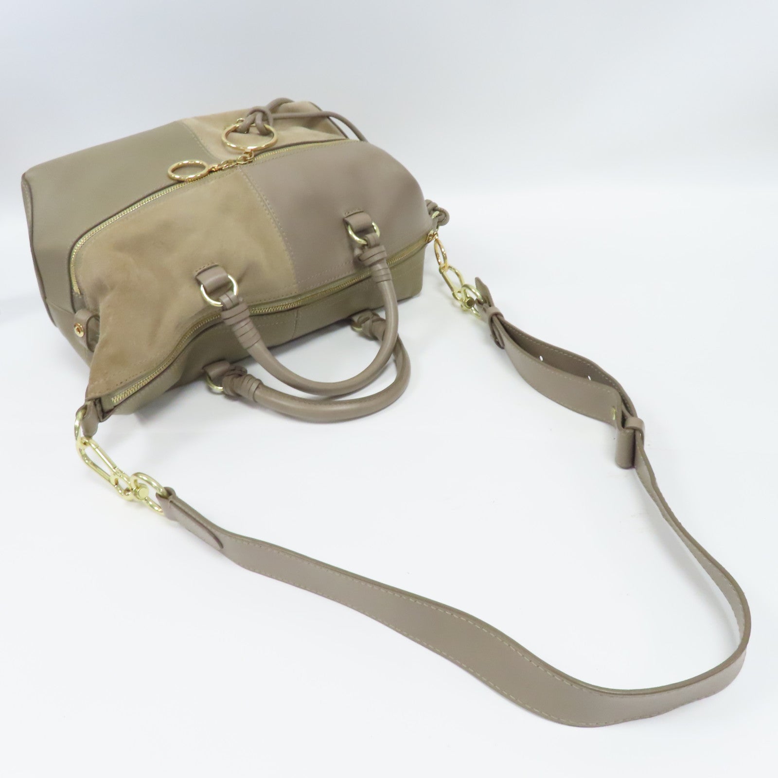 SEE BY CHLOE 【激減優惠】牛皮皮革Shoulder Bag金扣手挽肩背兩用袋米色