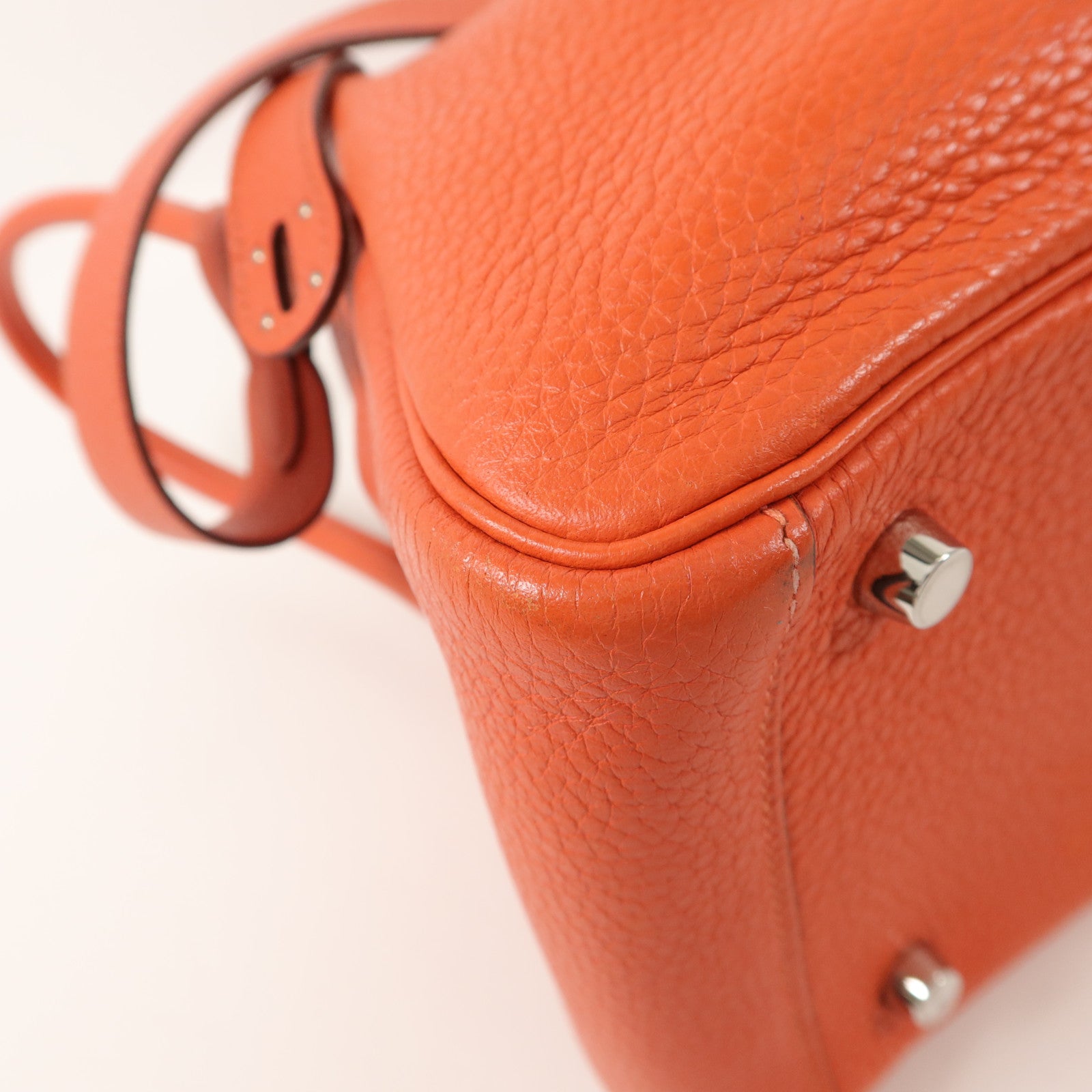 HERMES Clemence皮革Lindy 26手挽肩背兩用袋Orange Poppy
