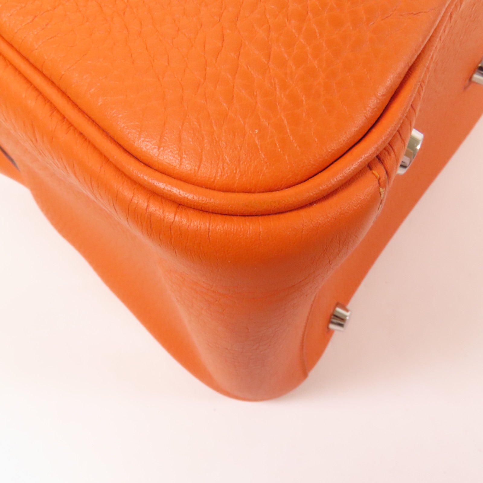 HERMES Clemence皮革Lindy 30銀扣手挽肩背兩用袋Orange