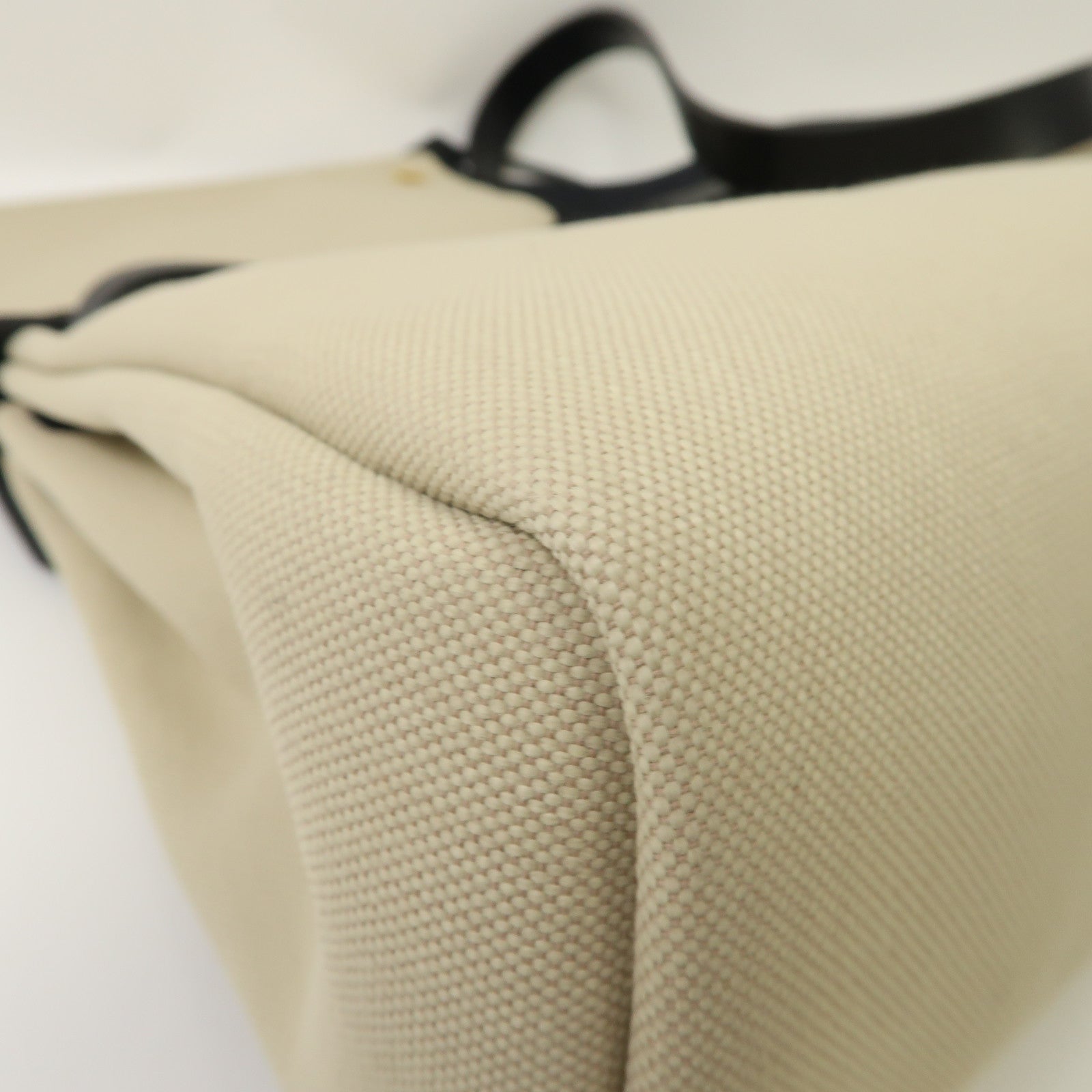 HERMES 帆布Herbag PM金扣手挽肩背兩用袋Beton/油白色