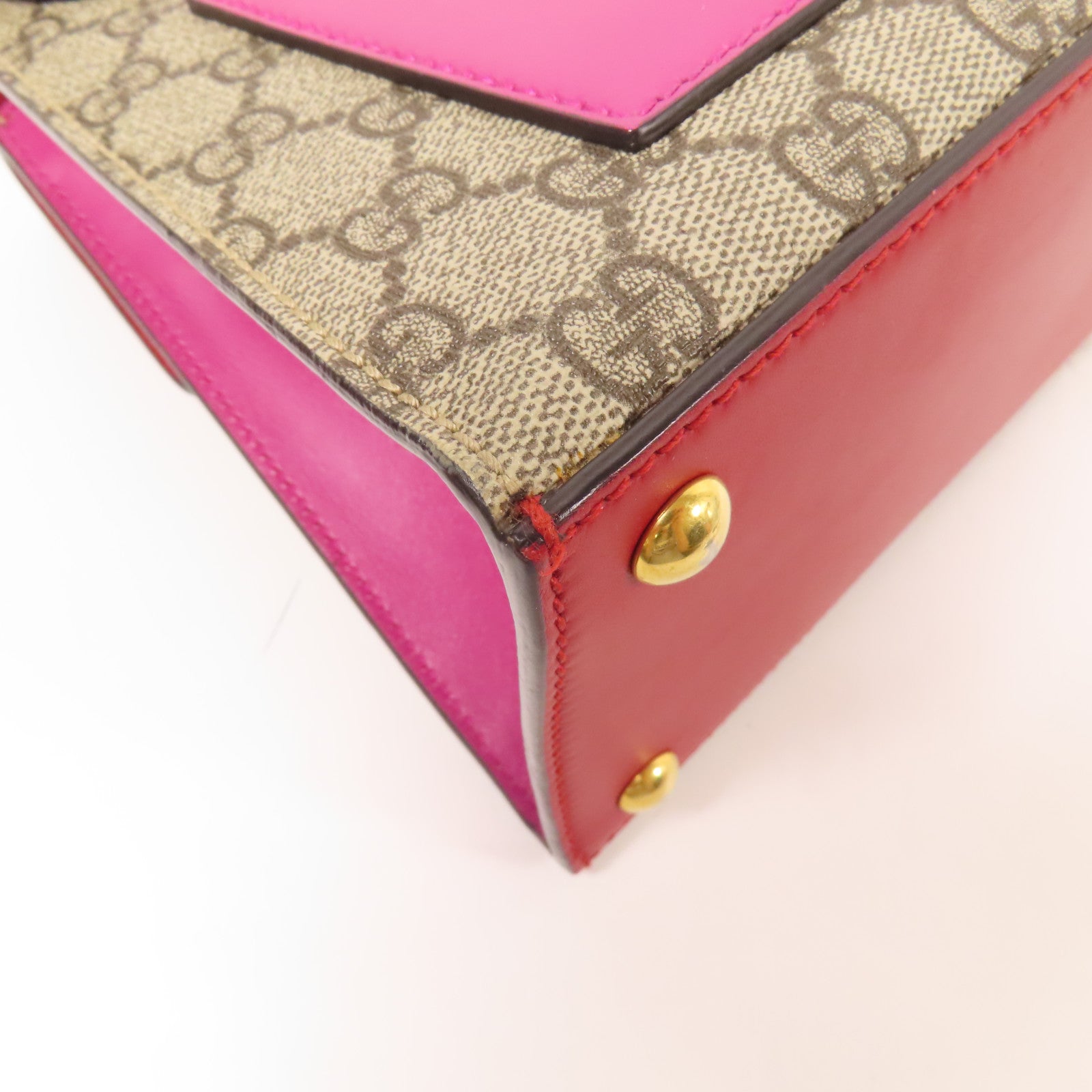 GUCCI 塗層帆布/皮革GG Supreme 2 Way Shoulder Bag金扣手挽肩背兩用袋