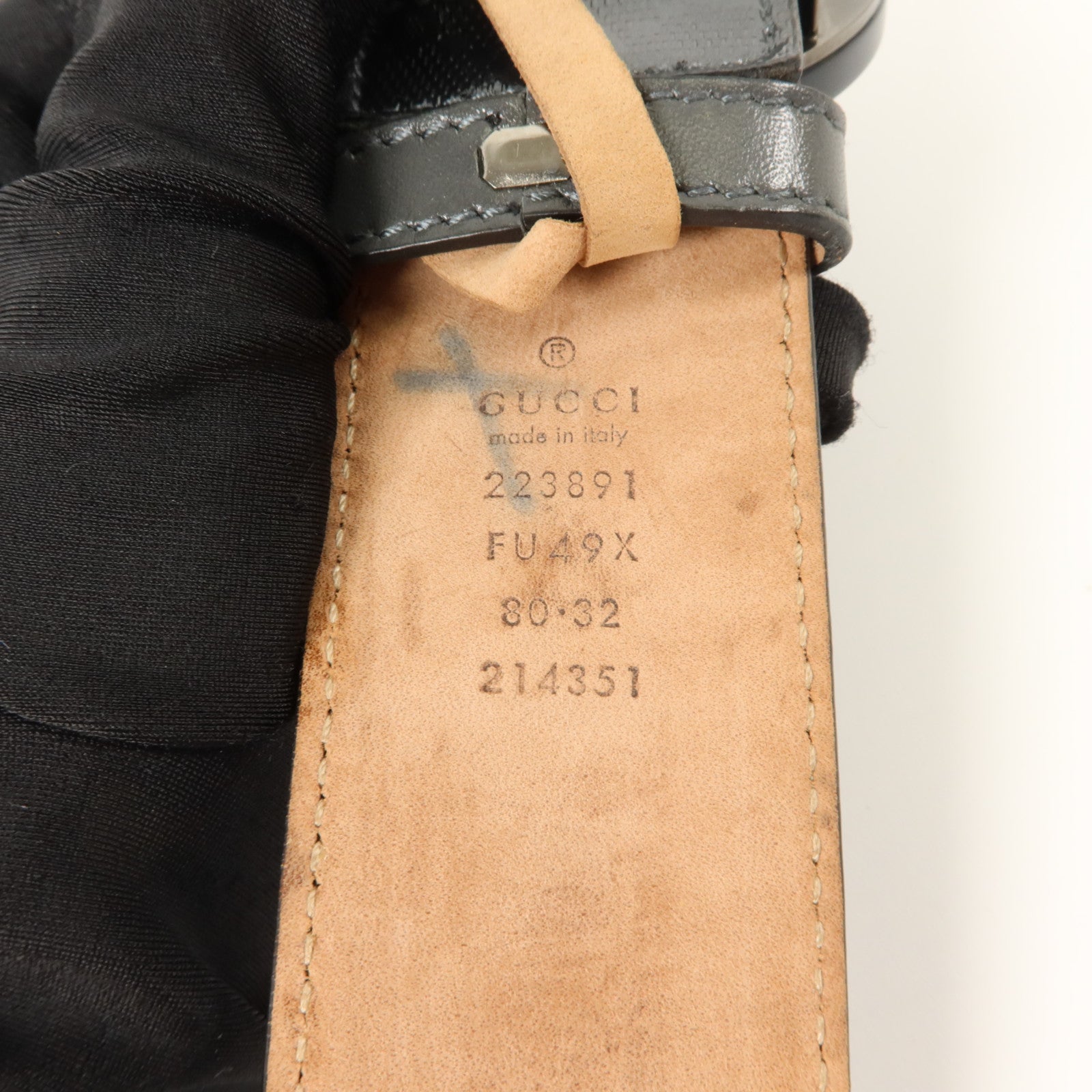 GUCCI 塗層帆布Interlocking G Belt 80x32皮帶