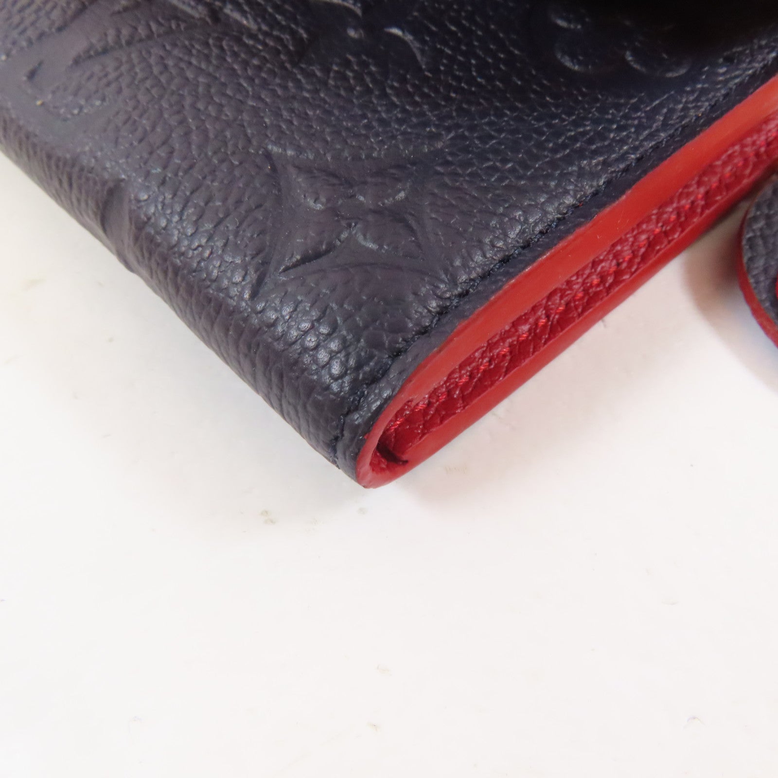 LOUIS VUITTON Monogram Empreinte Emilie金扣長錢包藍色/紅色