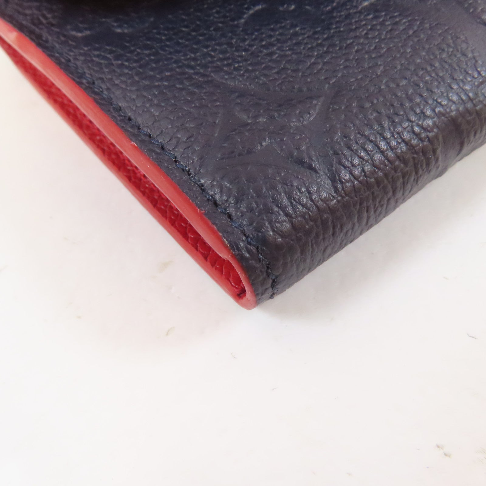 LOUIS VUITTON Monogram Empreinte Emilie金扣長錢包藍色/紅色