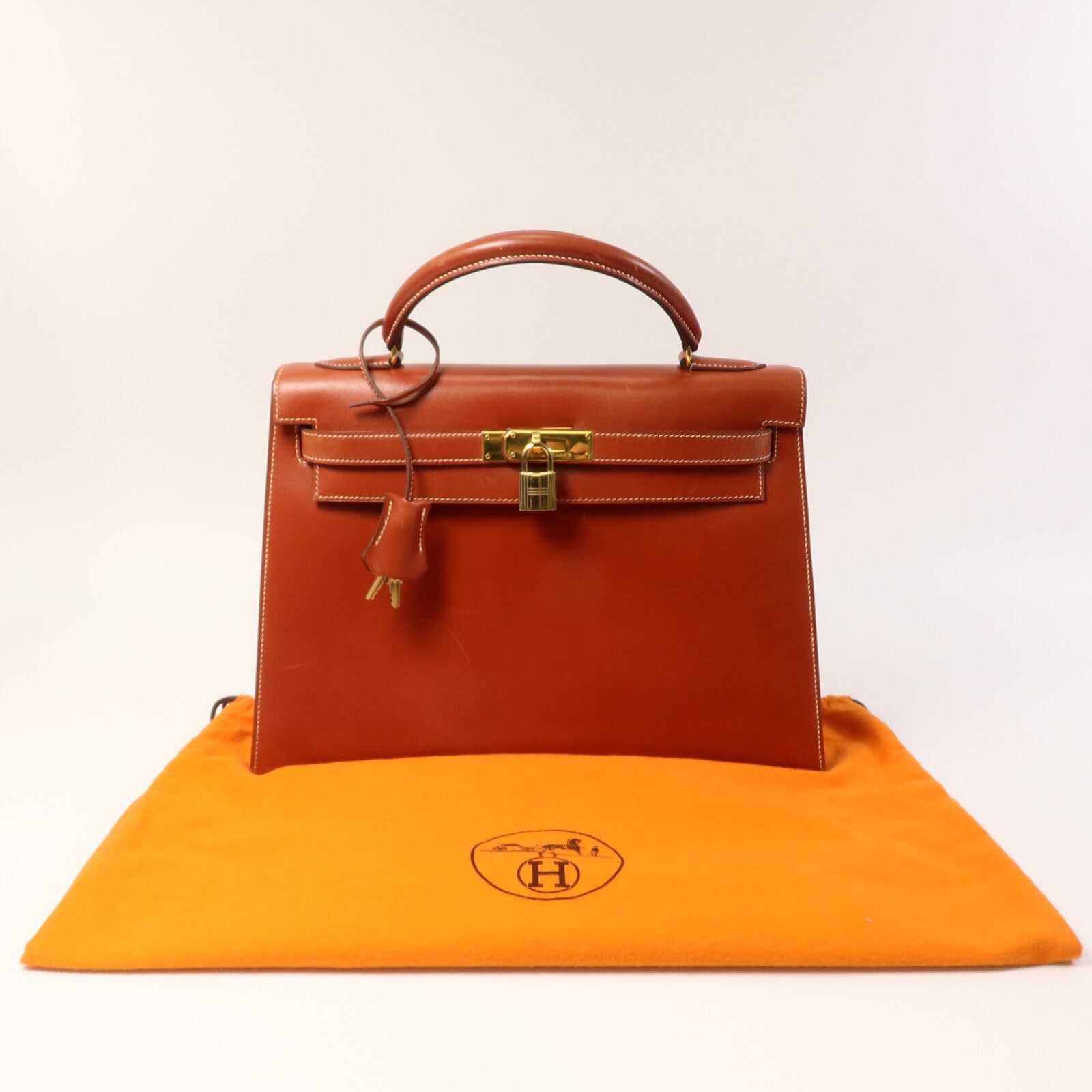 HERMES Box皮革Kelly 32手挽袋