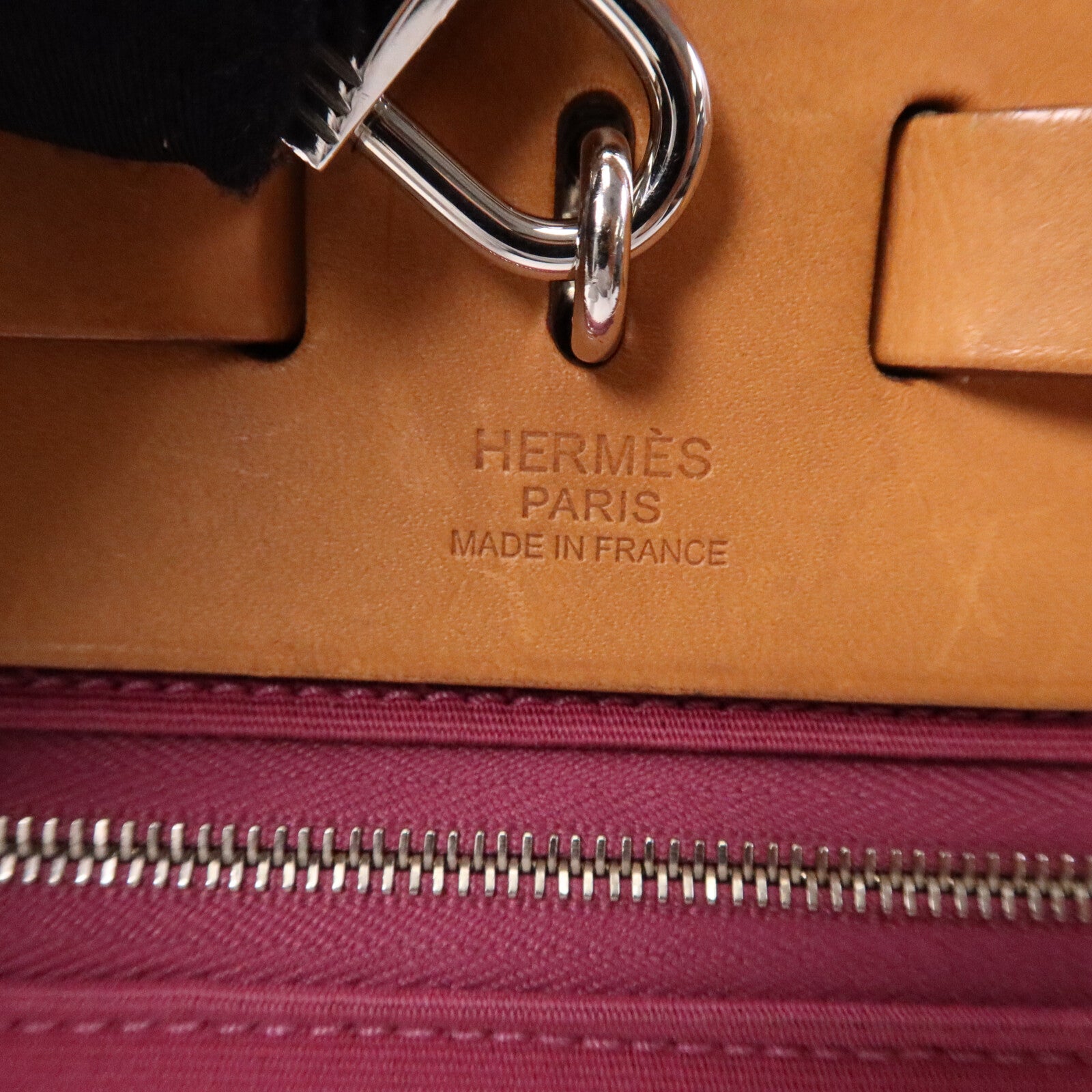 HERMES 帆布Herbag PM銀扣手挽肩背兩用袋Rose Purple
