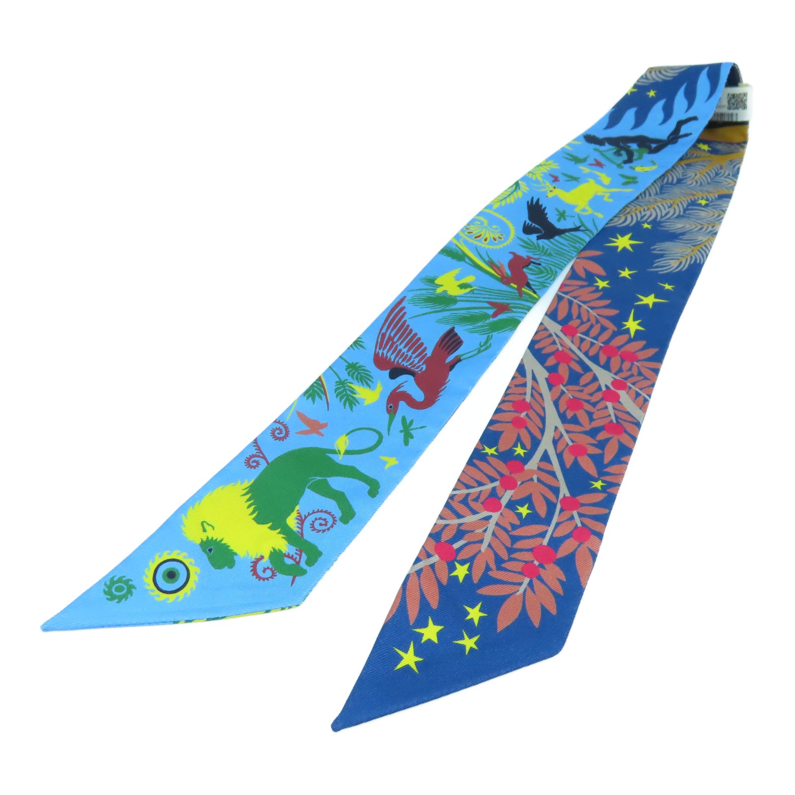 HERMES 【激減優惠】絲質Twilly Scarf絲巾淺藍色/彩色