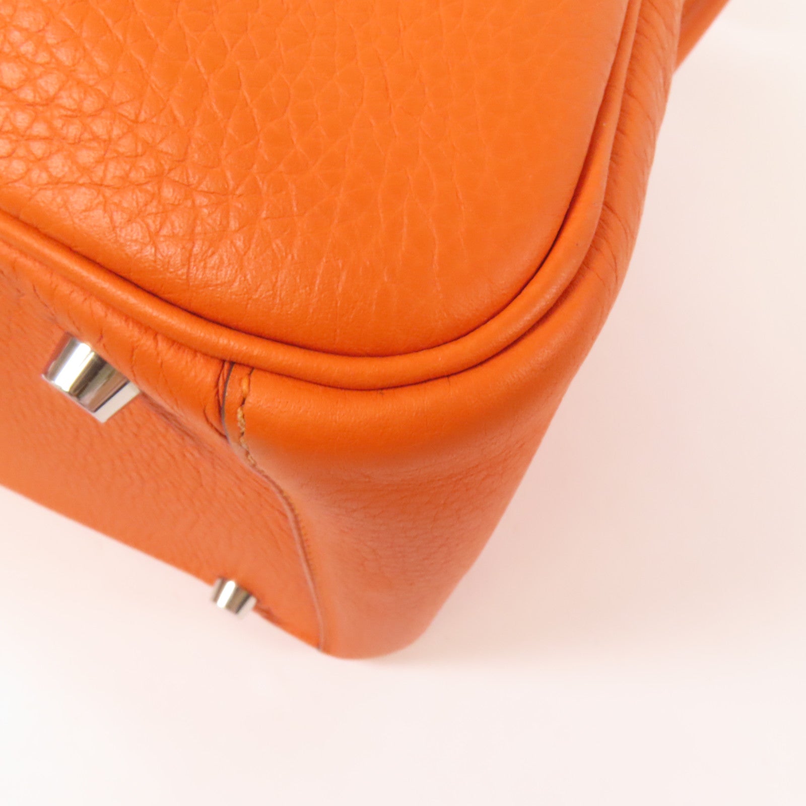 HERMES Clemence皮革Lindy 30銀扣手挽肩背兩用袋Orange
