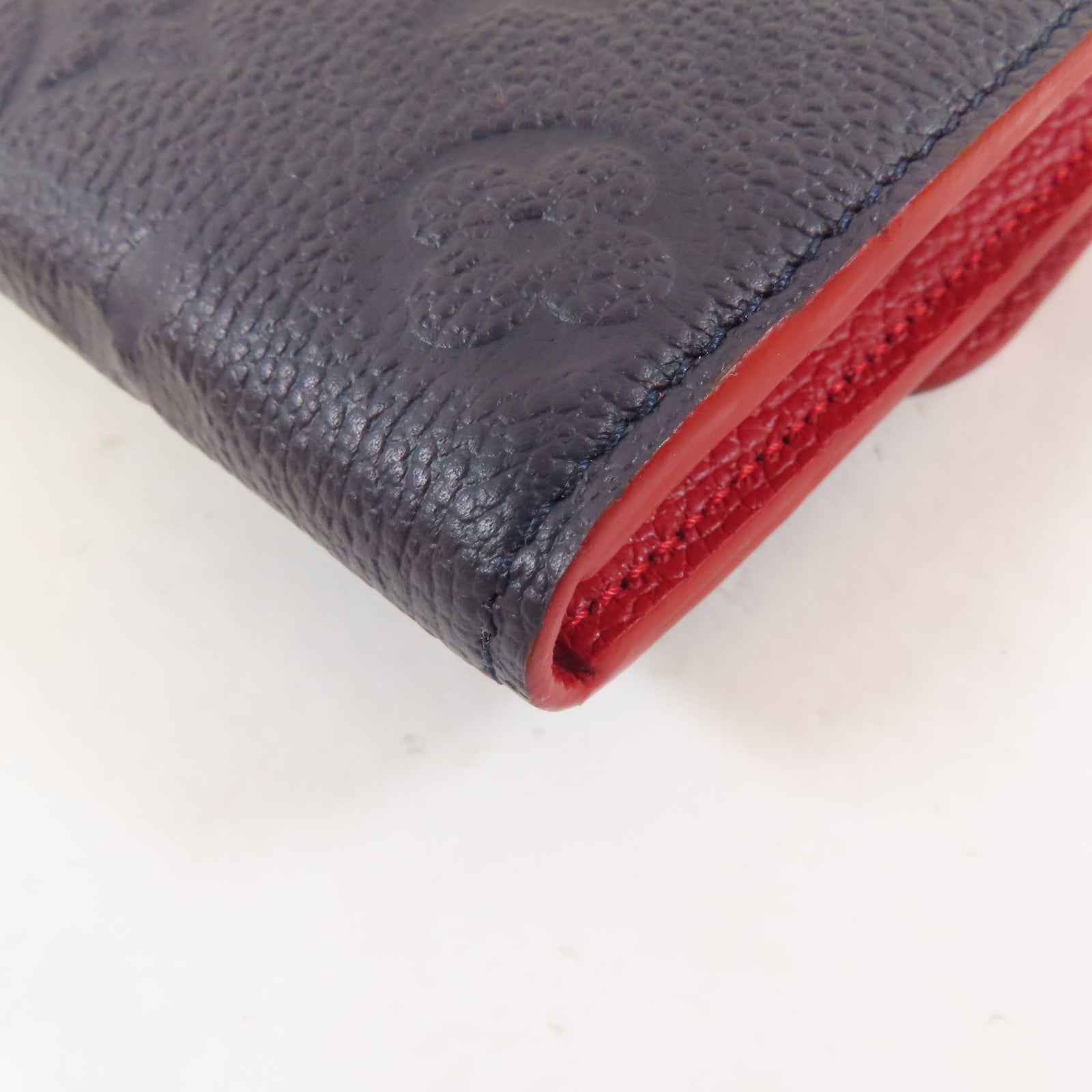LOUIS VUITTON Monogram Empreinte Emilie金扣長錢包藍色/紅色