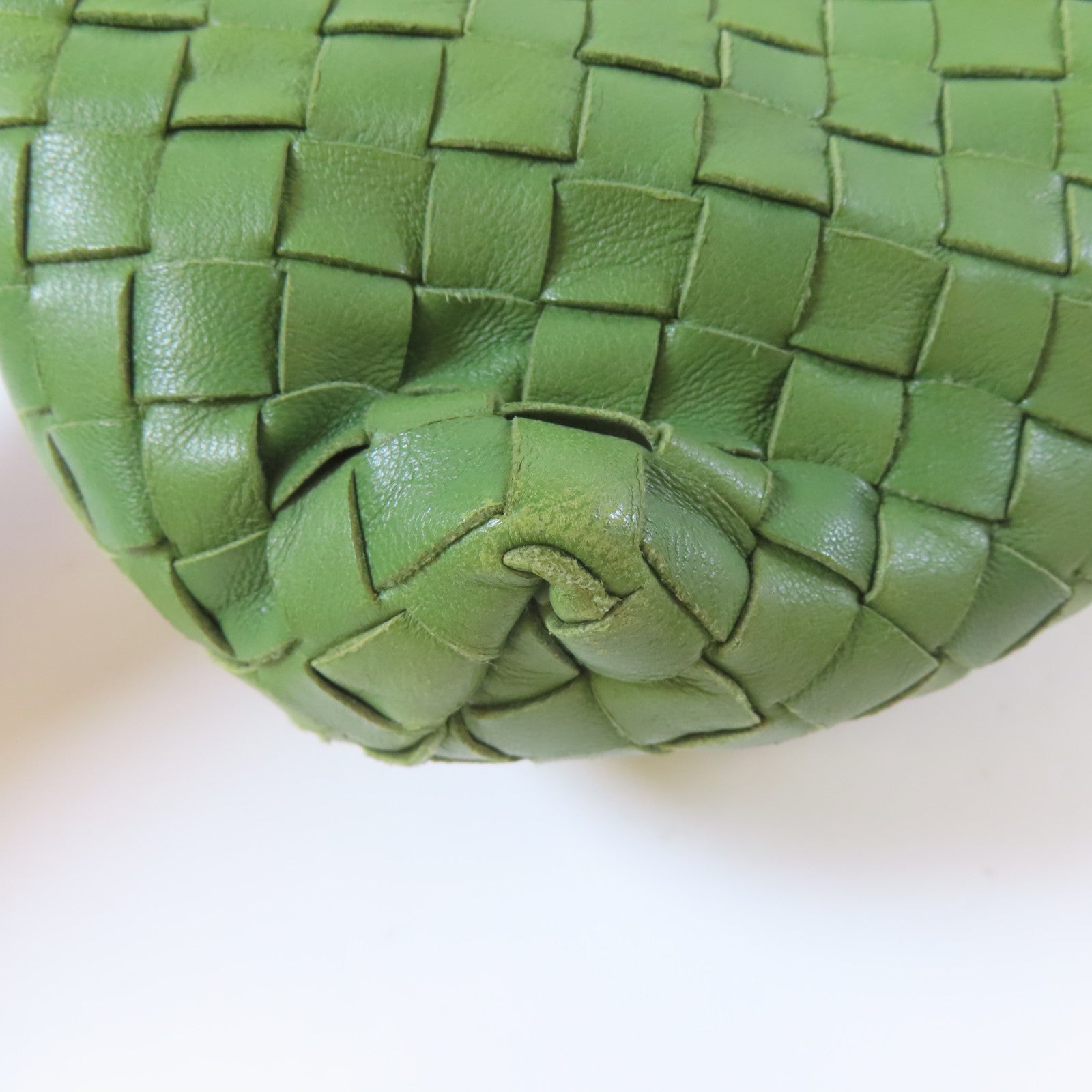 BOTTEGA VENETA 織紋皮革Shoulder Bag金扣手挽袋綠色