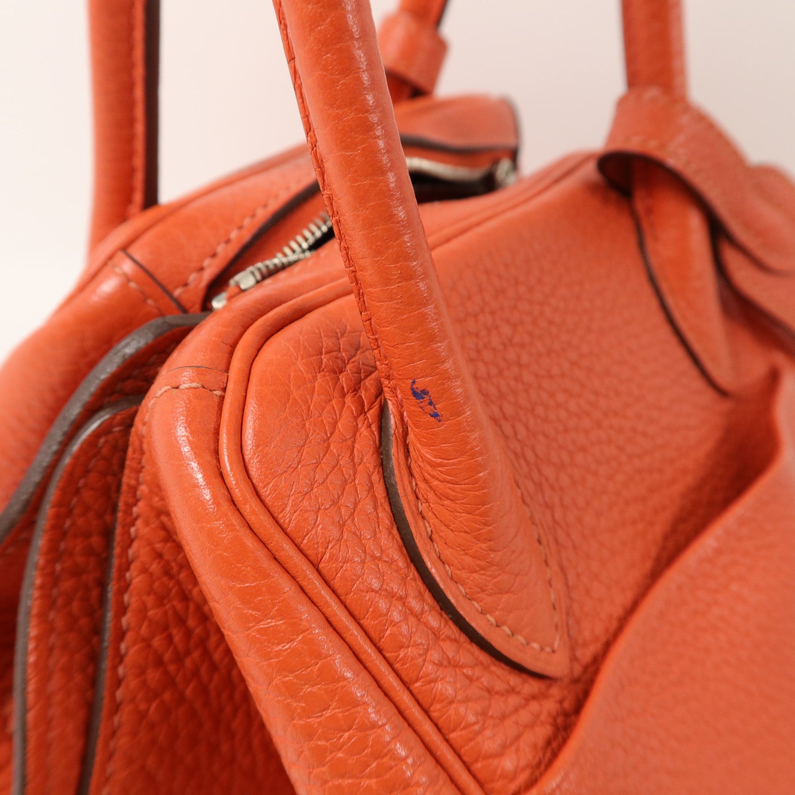 HERMES Clemence皮革Lindy 26手挽肩背兩用袋Orange Poppy