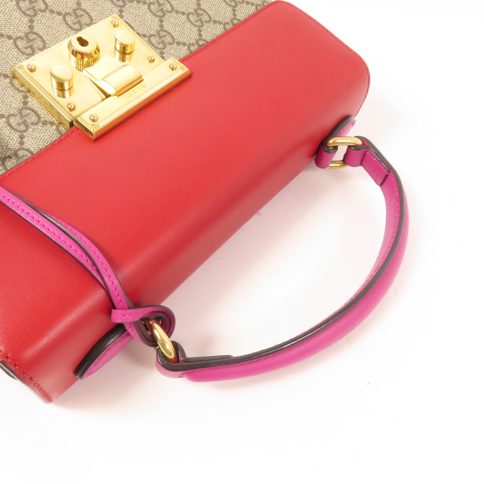 GUCCI 塗層帆布/皮革GG Supreme 2 Way Shoulder Bag金扣手挽肩背兩用袋