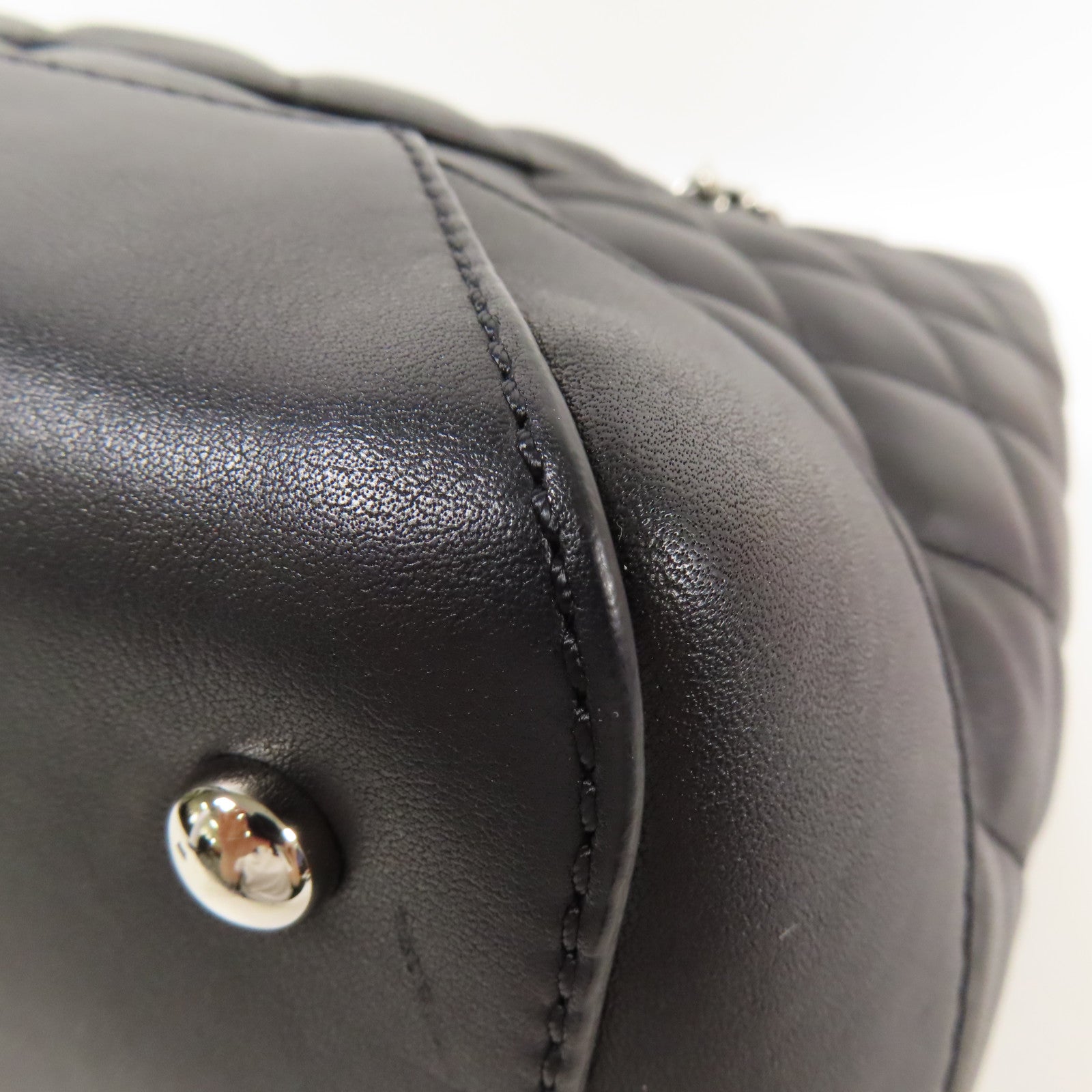 CHANEL 牛皮皮革Chain Shoulder銀扣手挽肩背兩用袋