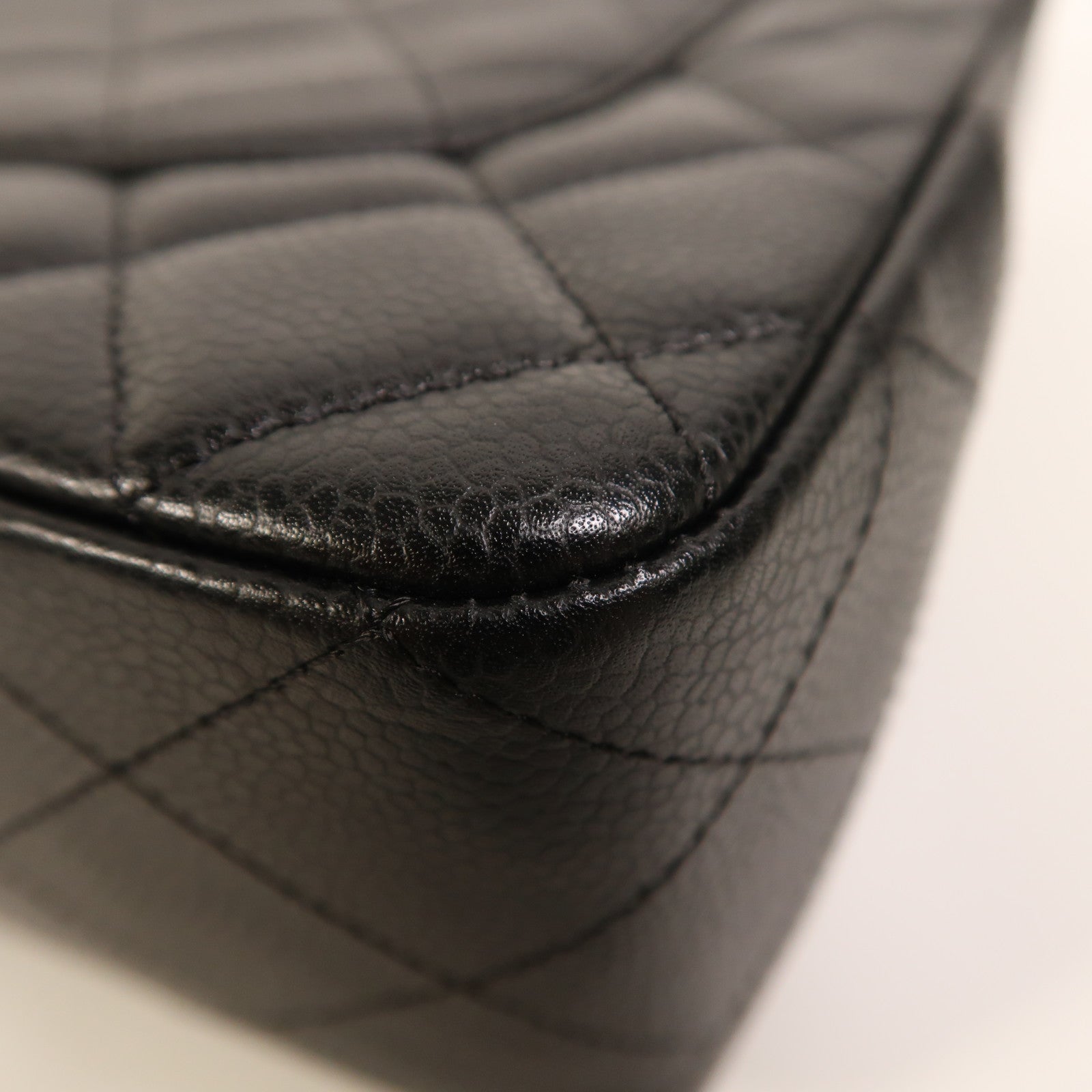 CHANEL 牛皮皮革Large Classic銀扣鏈帶肩背袋