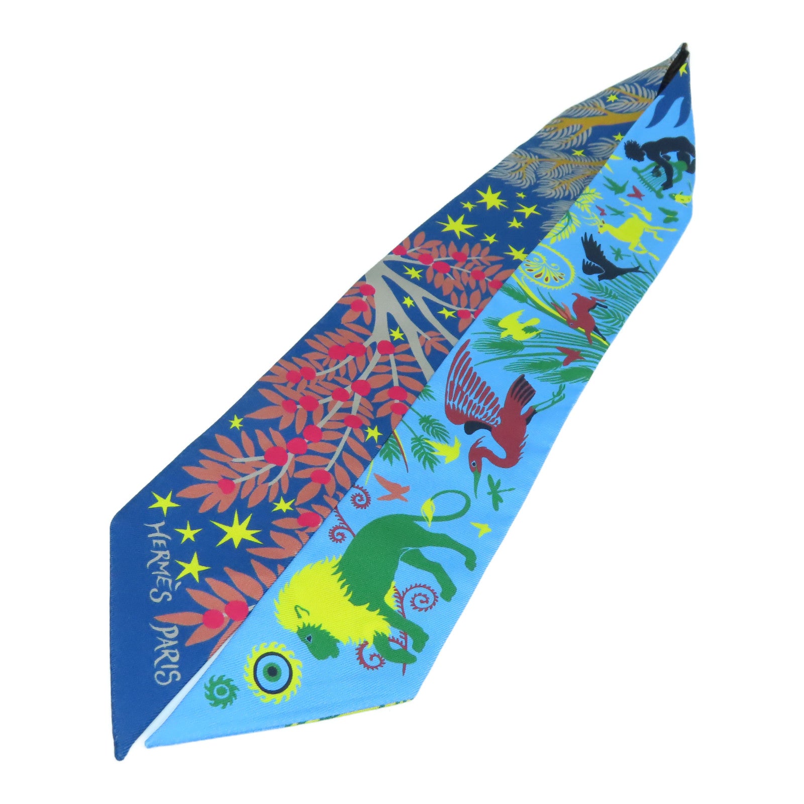 HERMES 【激減優惠】絲質Twilly Scarf絲巾淺藍色/彩色