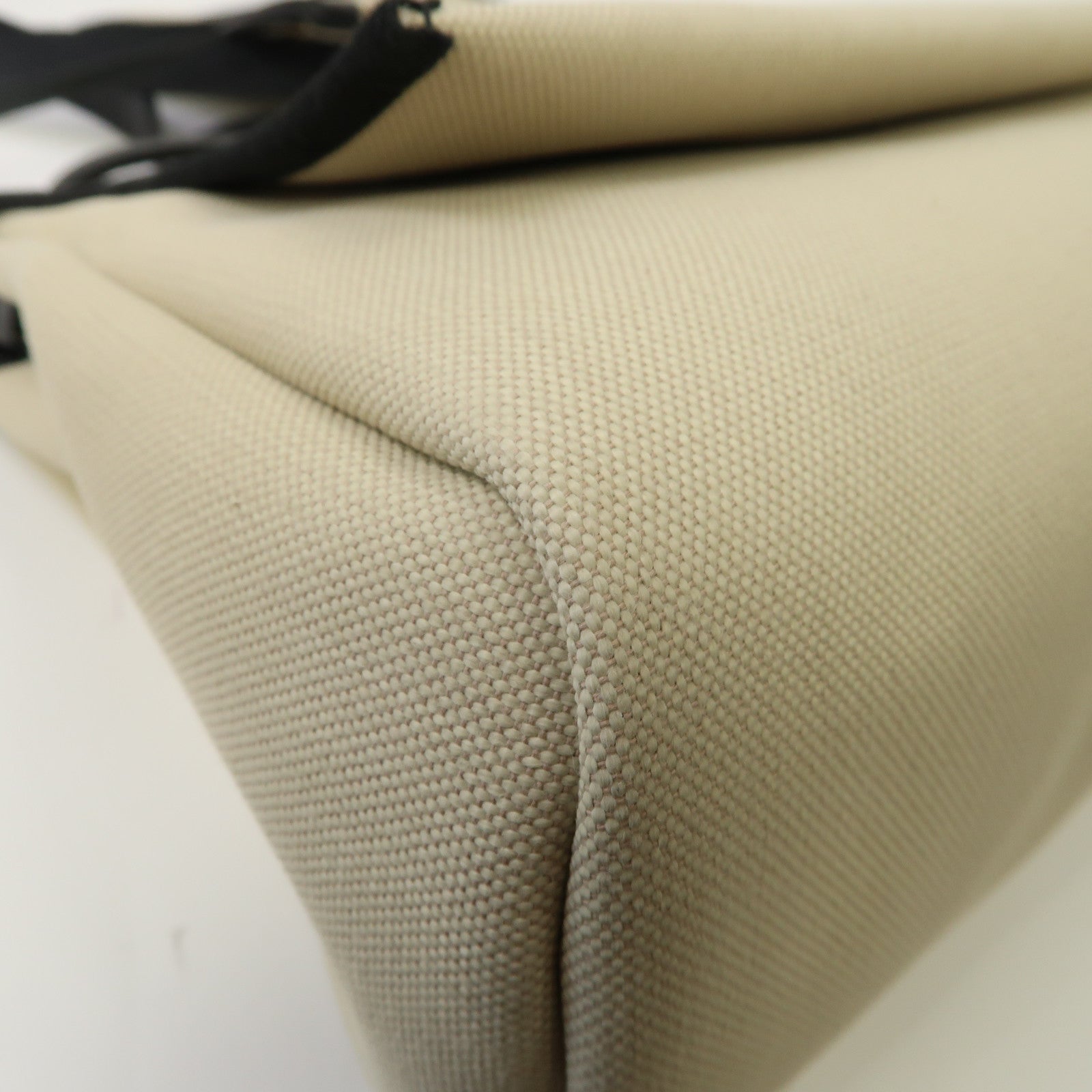 HERMES 帆布Herbag PM金扣手挽肩背兩用袋Beton/油白色