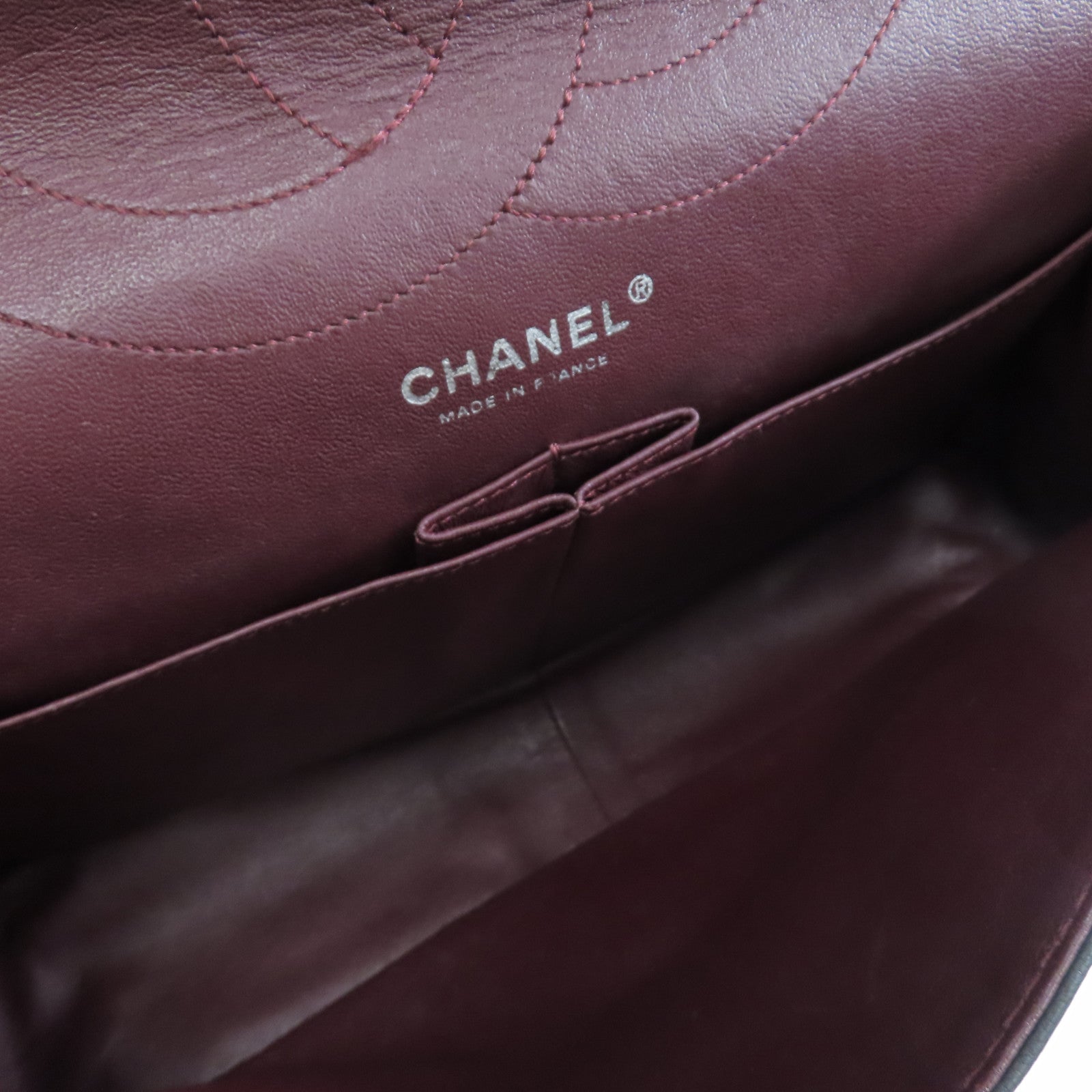 CHANEL 菱格牛皮皮革2.55銀扣鏈帶肩背袋黑色