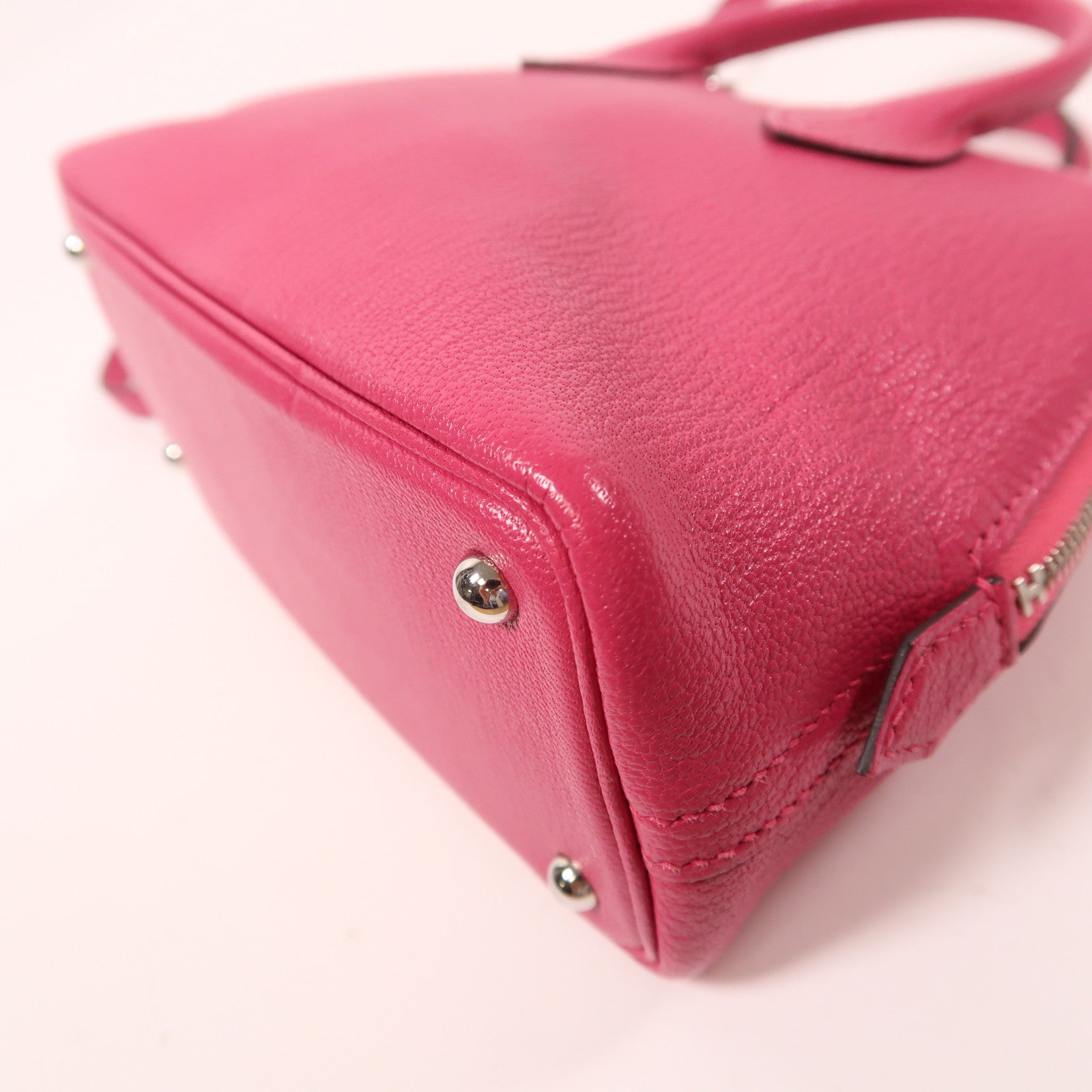 HERMES 【激減優惠】Chevre皮革Mini Bolide銀扣手挽肩背兩用袋Rose Pourpre