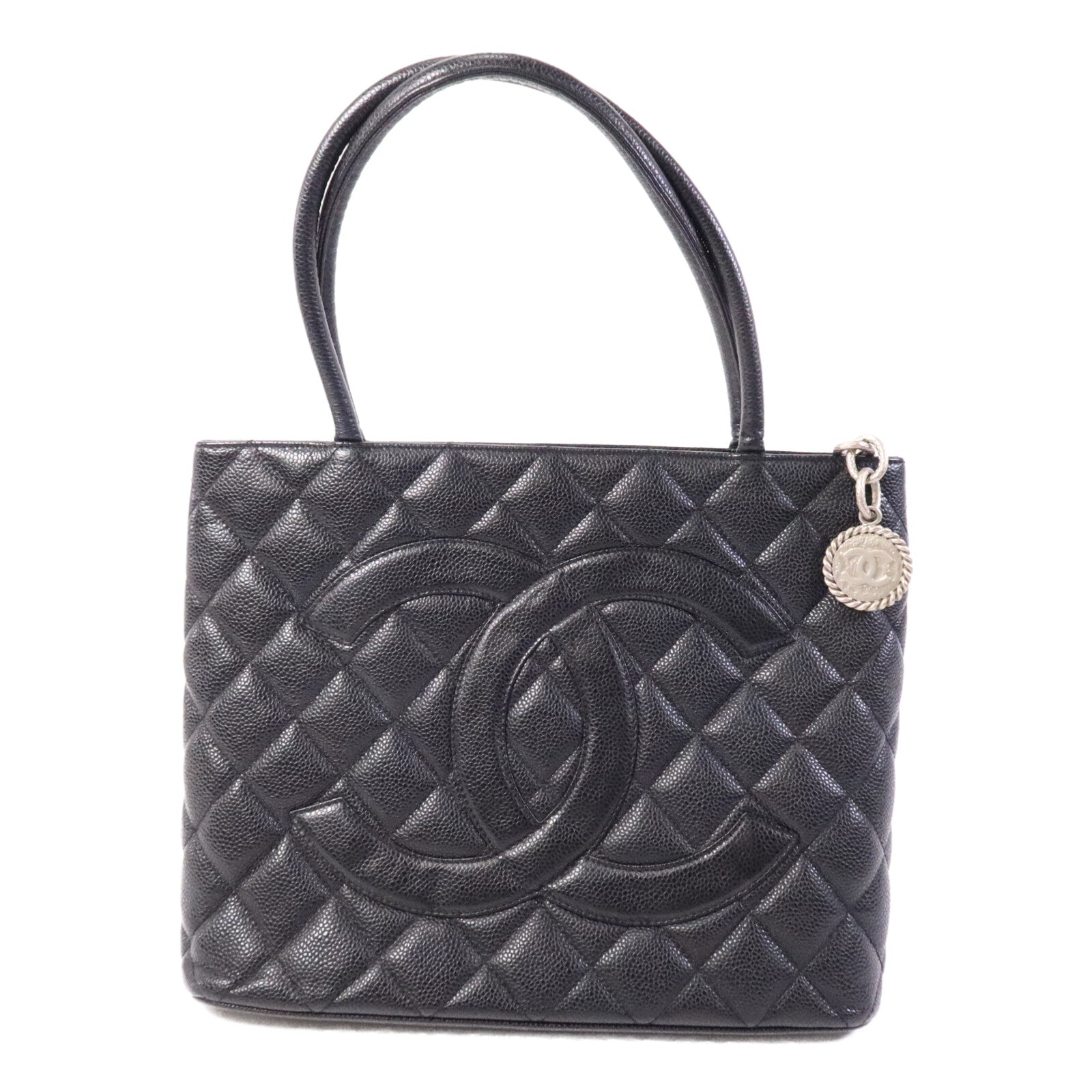 CHANEL 牛皮皮革Shoulder Bag銀扣肩背袋