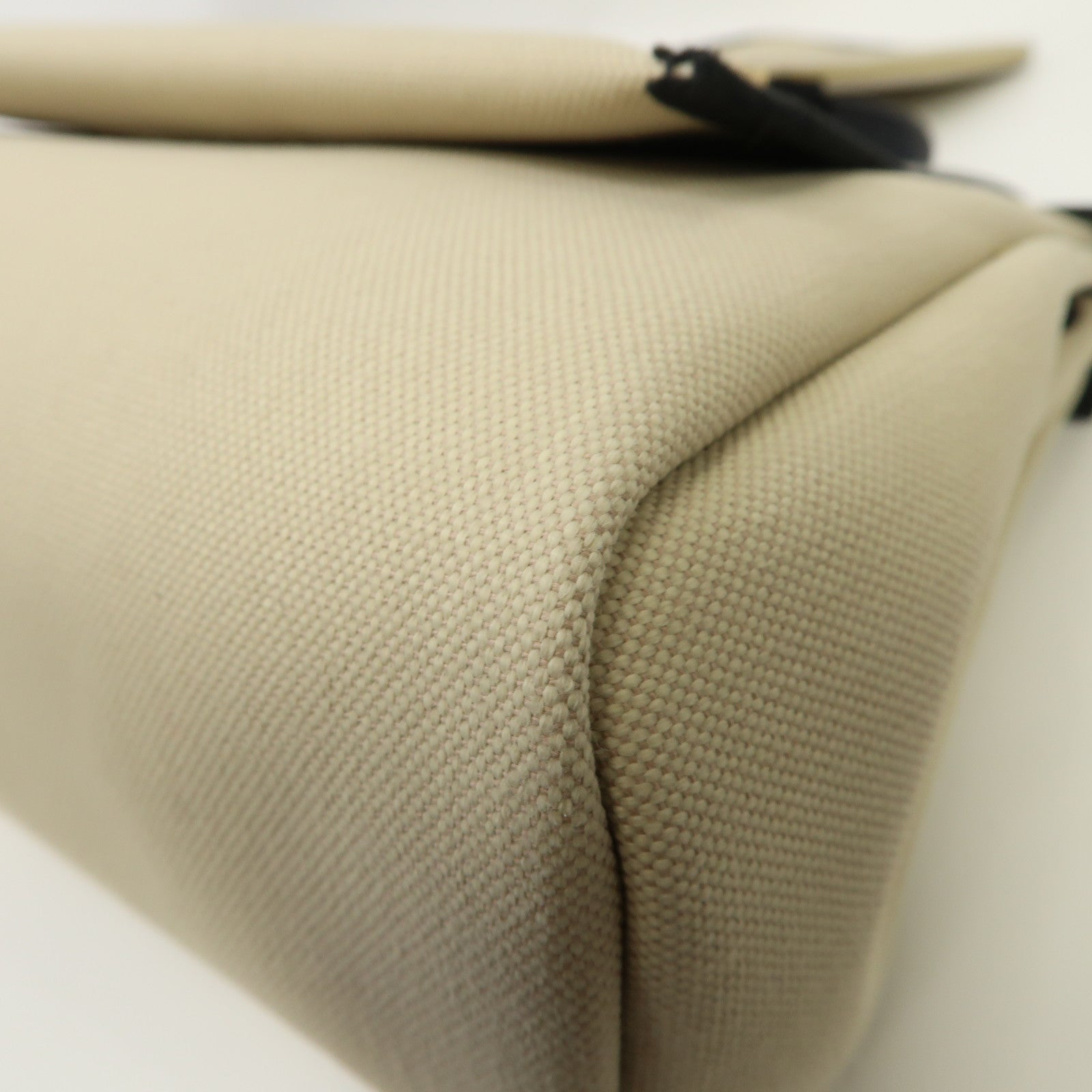 HERMES 帆布Herbag PM金扣手挽肩背兩用袋Beton/油白色