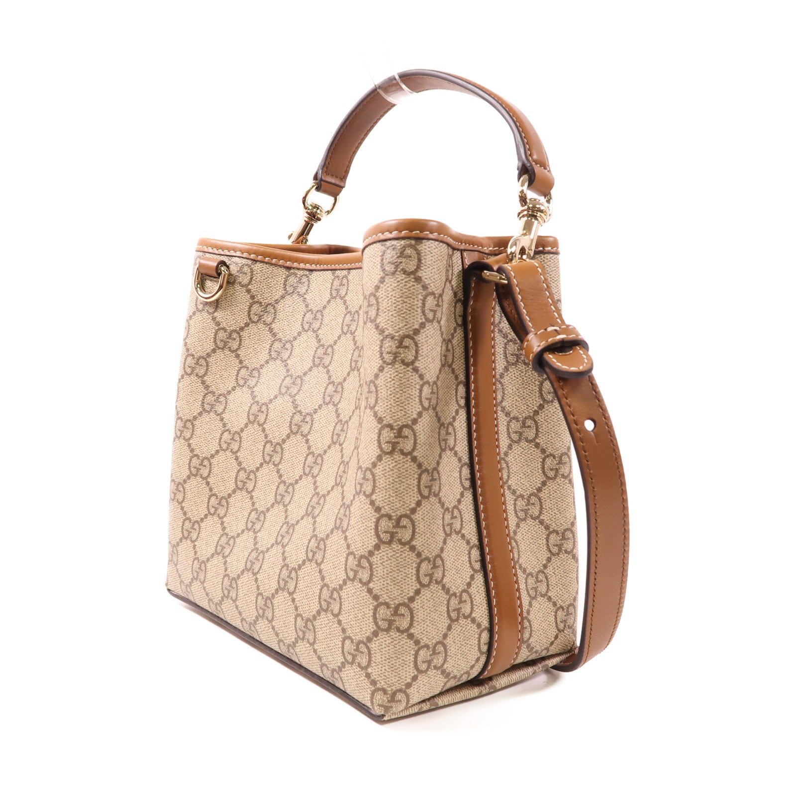 GUCCI 塗層帆布GG Emblem Small Bucket金扣手挽肩背兩用袋