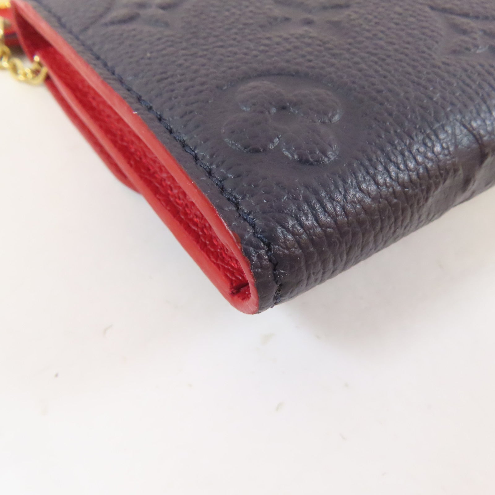 LOUIS VUITTON Monogram Empreinte Emilie金扣長錢包藍色/紅色