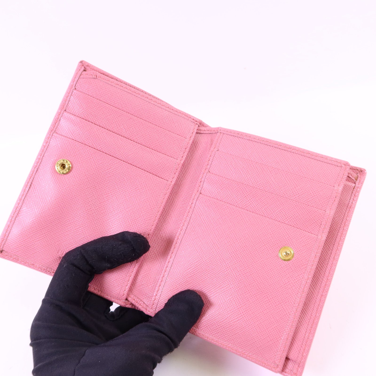 PRADA 【激減優惠】牛皮皮革Wallet金扣錢包