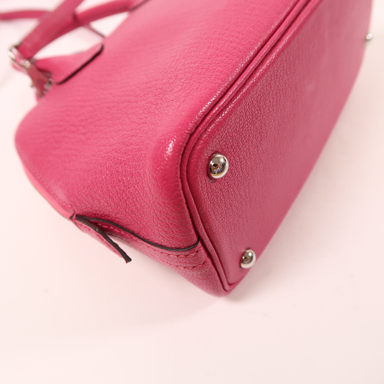 HERMES 【激減優惠】Chevre皮革Mini Bolide銀扣手挽肩背兩用袋Rose Pourpre
