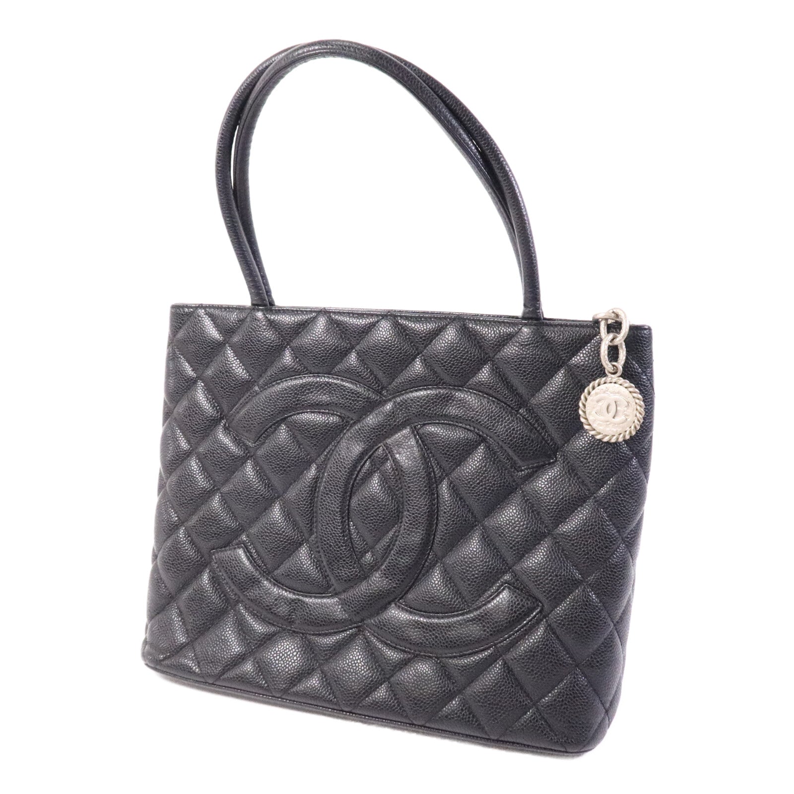 CHANEL 牛皮皮革Shoulder Bag銀扣肩背袋