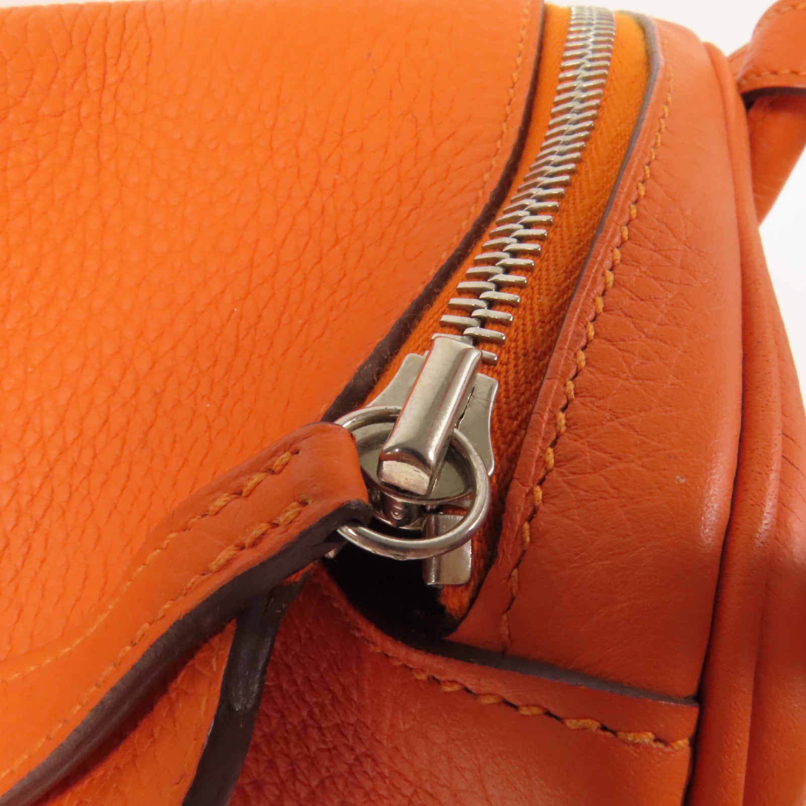 HERMES Clemence皮革Lindy 30銀扣手挽肩背兩用袋Orange