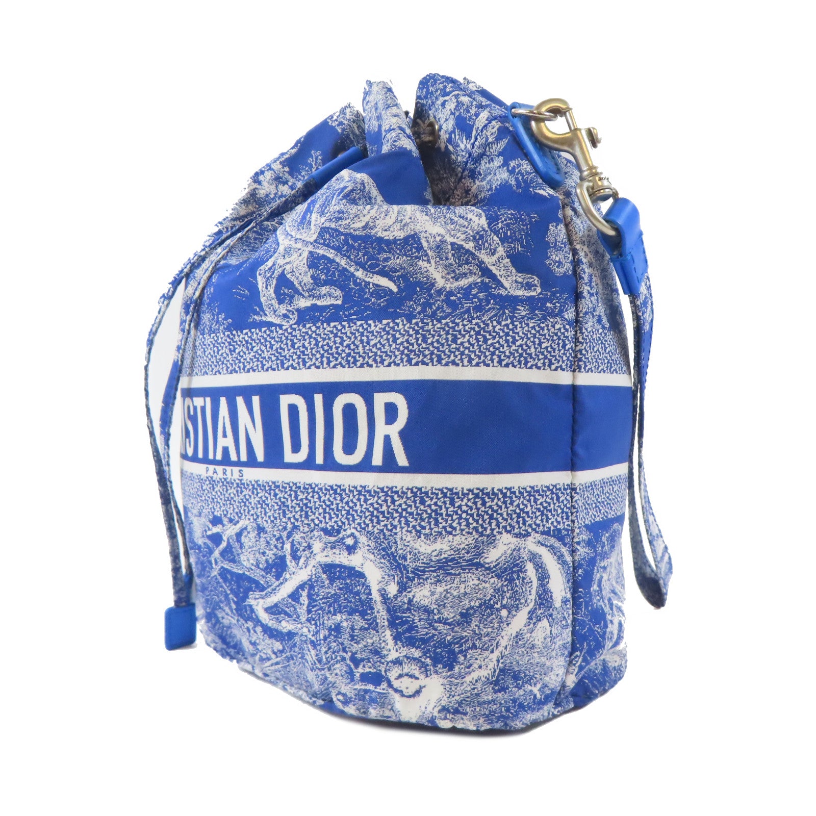 Dior 【激減優惠】帆布Travel Pouch銀扣手挽袋藍色