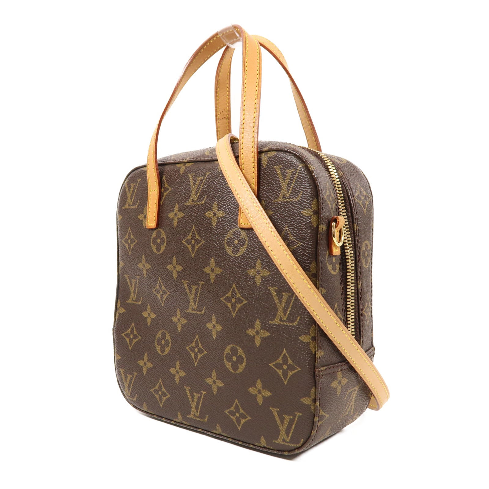 LOUIS VUITTON Monogram Spontini金扣手挽肩背兩用袋棕色