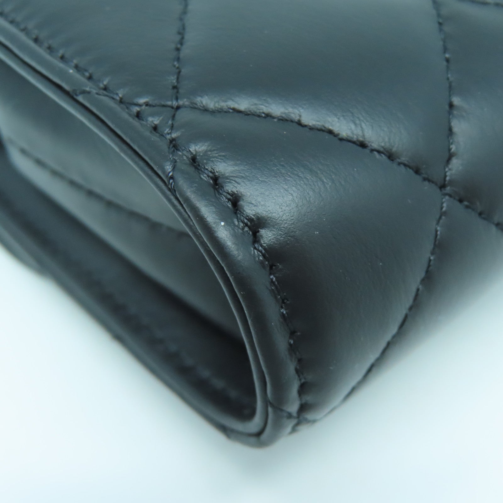 CHANEL 【激減優惠】菱格羊皮皮革Chain Shoulder金扣鏈帶手挽肩背兩用袋黑色