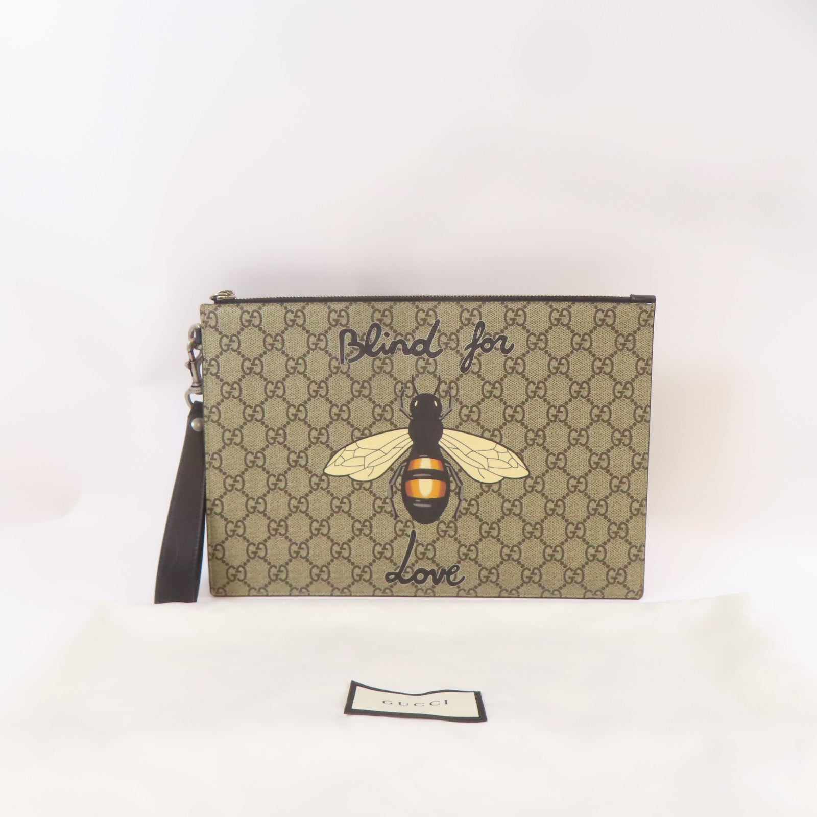 GUCCI 【激減優惠】塗層帆布Hang Bag銀扣手拿包啡色/黑色