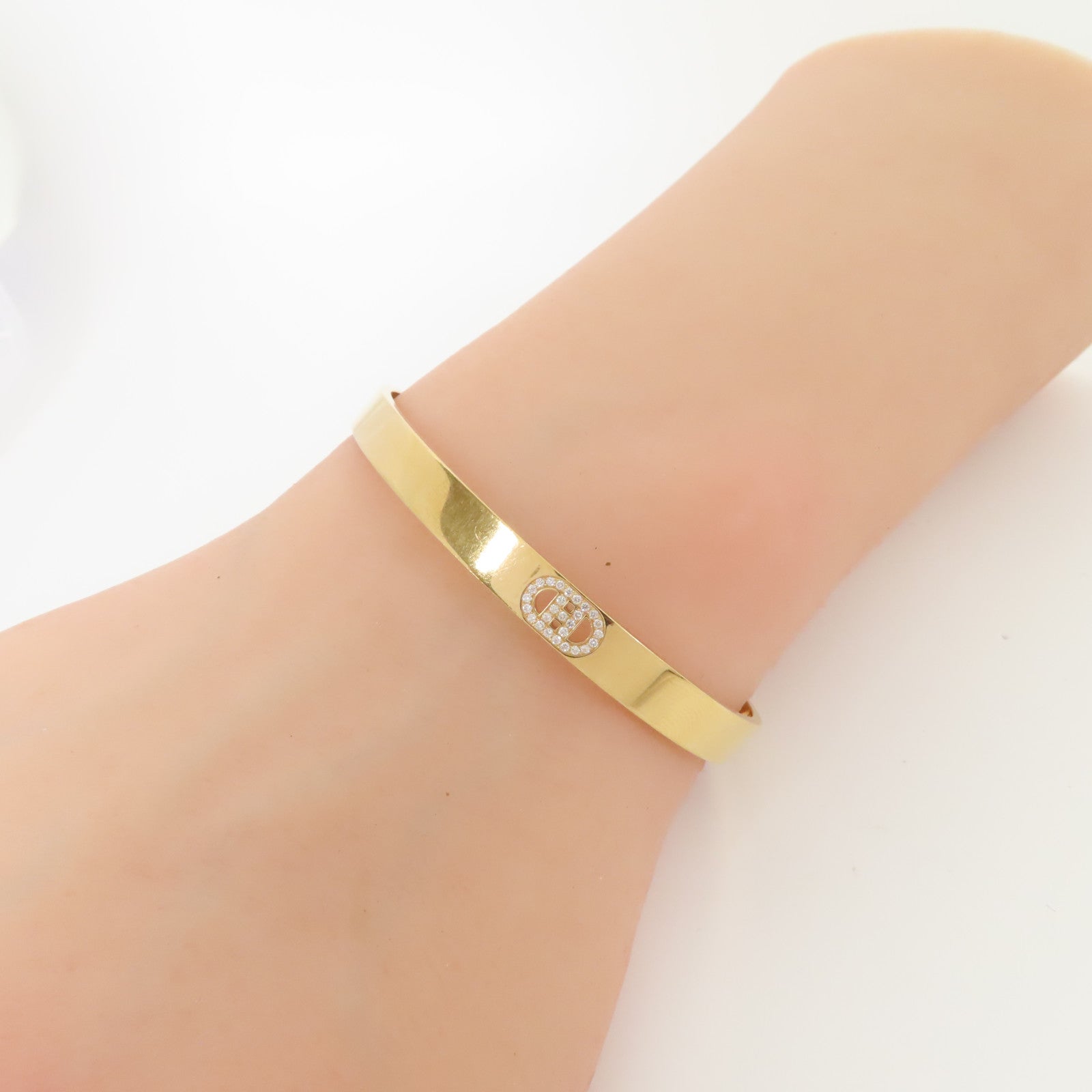 HERMES 【激減優惠】18K黃金H D Ancre Bracelet手鐲金色