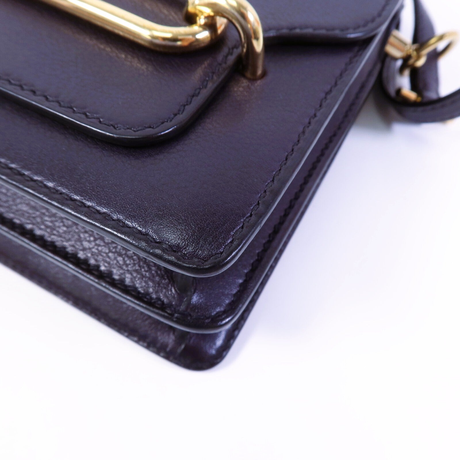 HERMES Evergrain皮革Roulis Mini金扣肩背袋Bleu Indigo