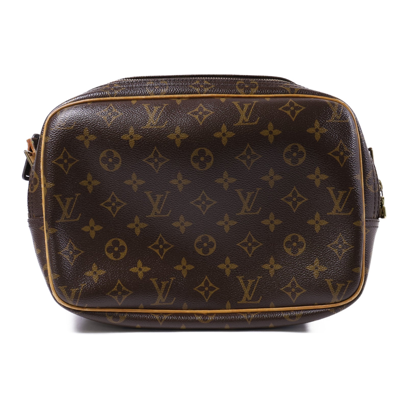 LOUIS VUITTON Monogram Reporter PM金扣肩背袋棕色