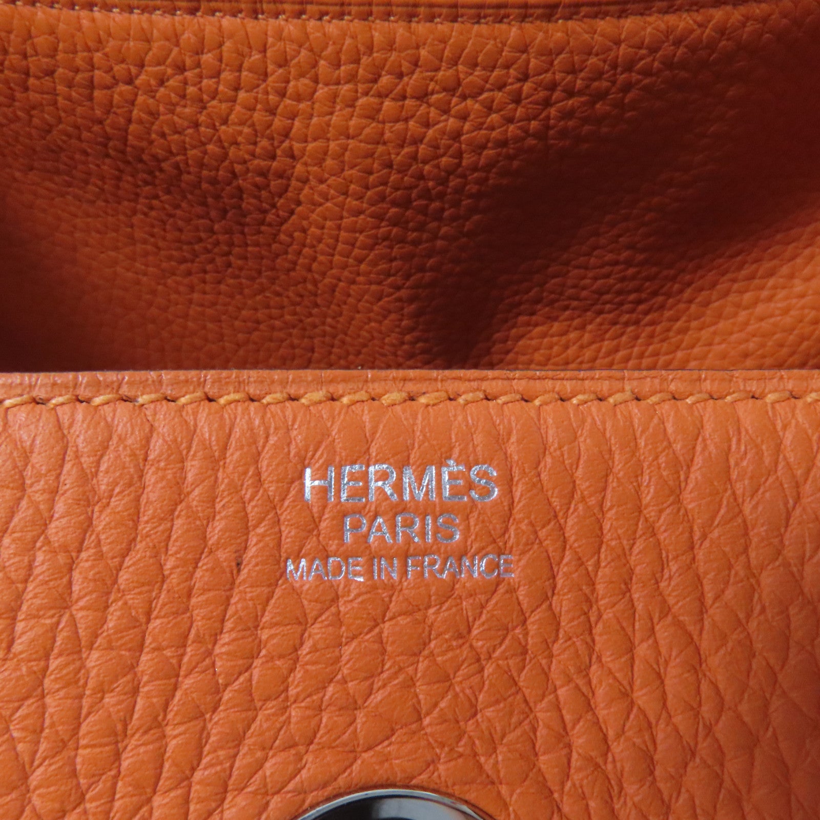 HERMES Clemence皮革Lindy 30銀扣手挽肩背兩用袋Orange